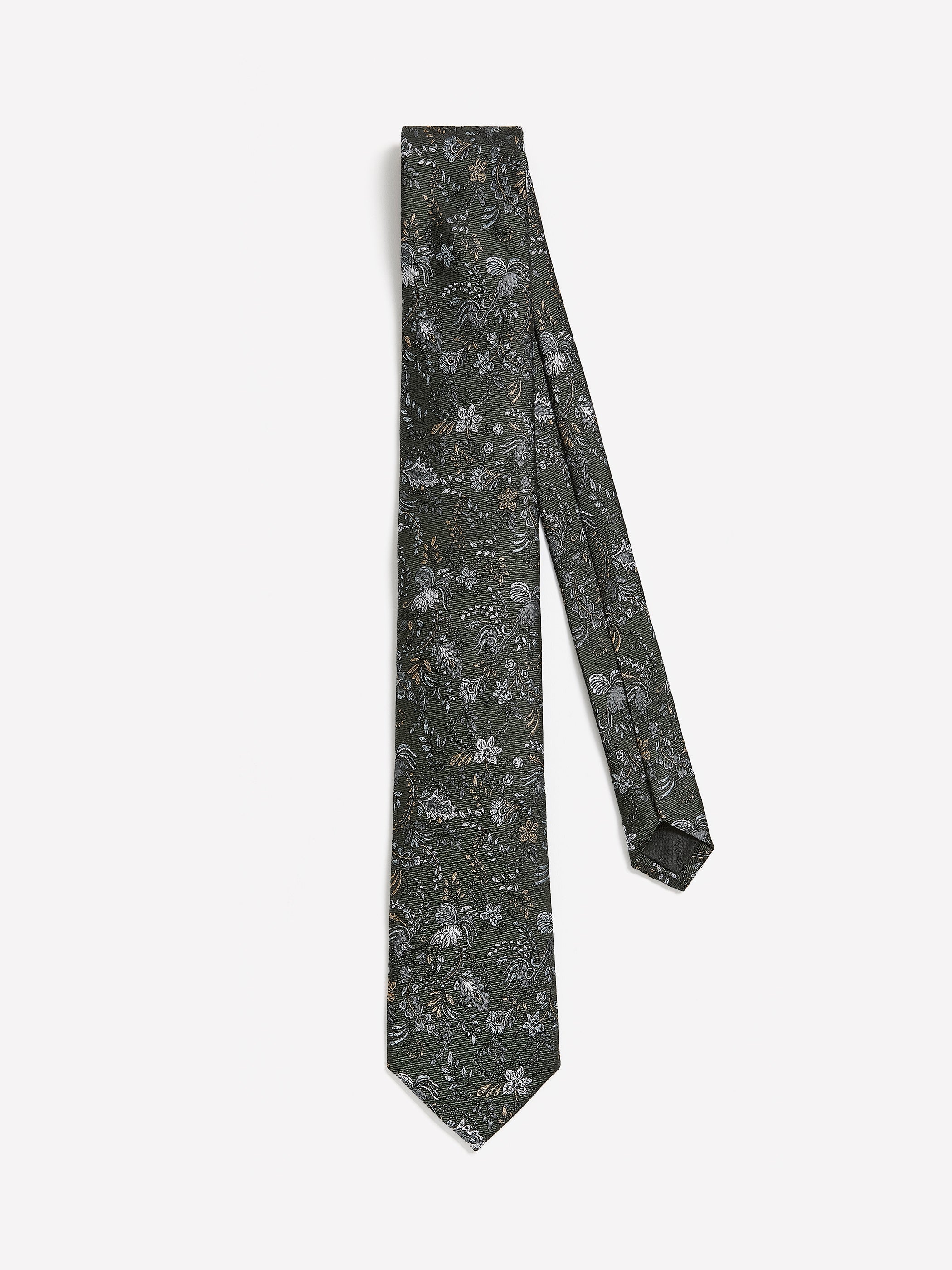Green Regular Tie with Floral Pattern rw&co Special Offer