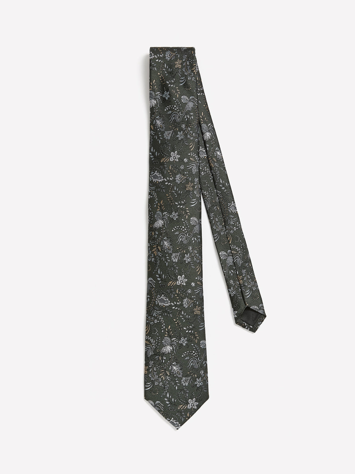 Green Regular Tie with Floral Pattern rw&co Special Offer
