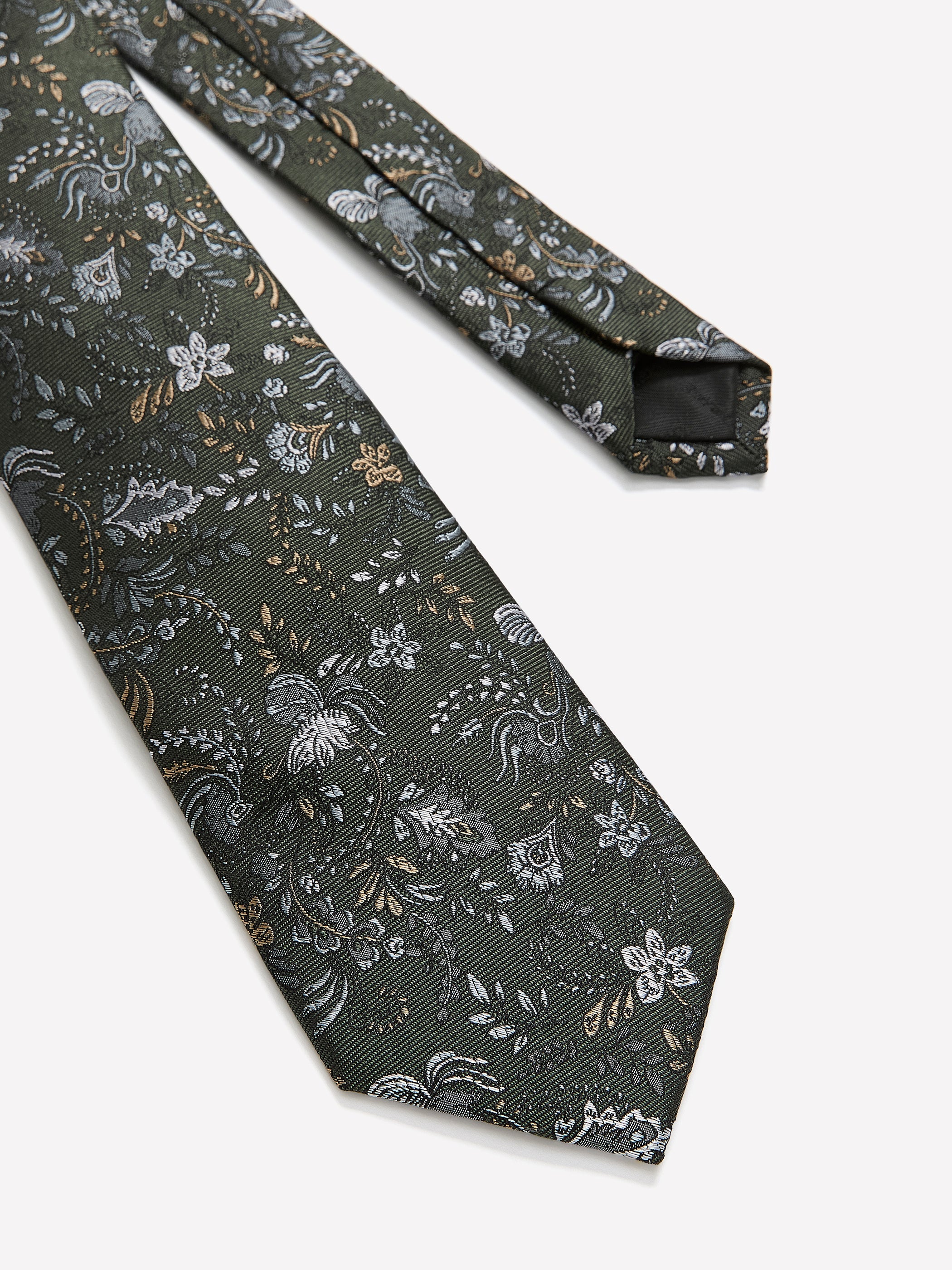 Green Regular Tie with Floral Pattern rw&co Special Offer