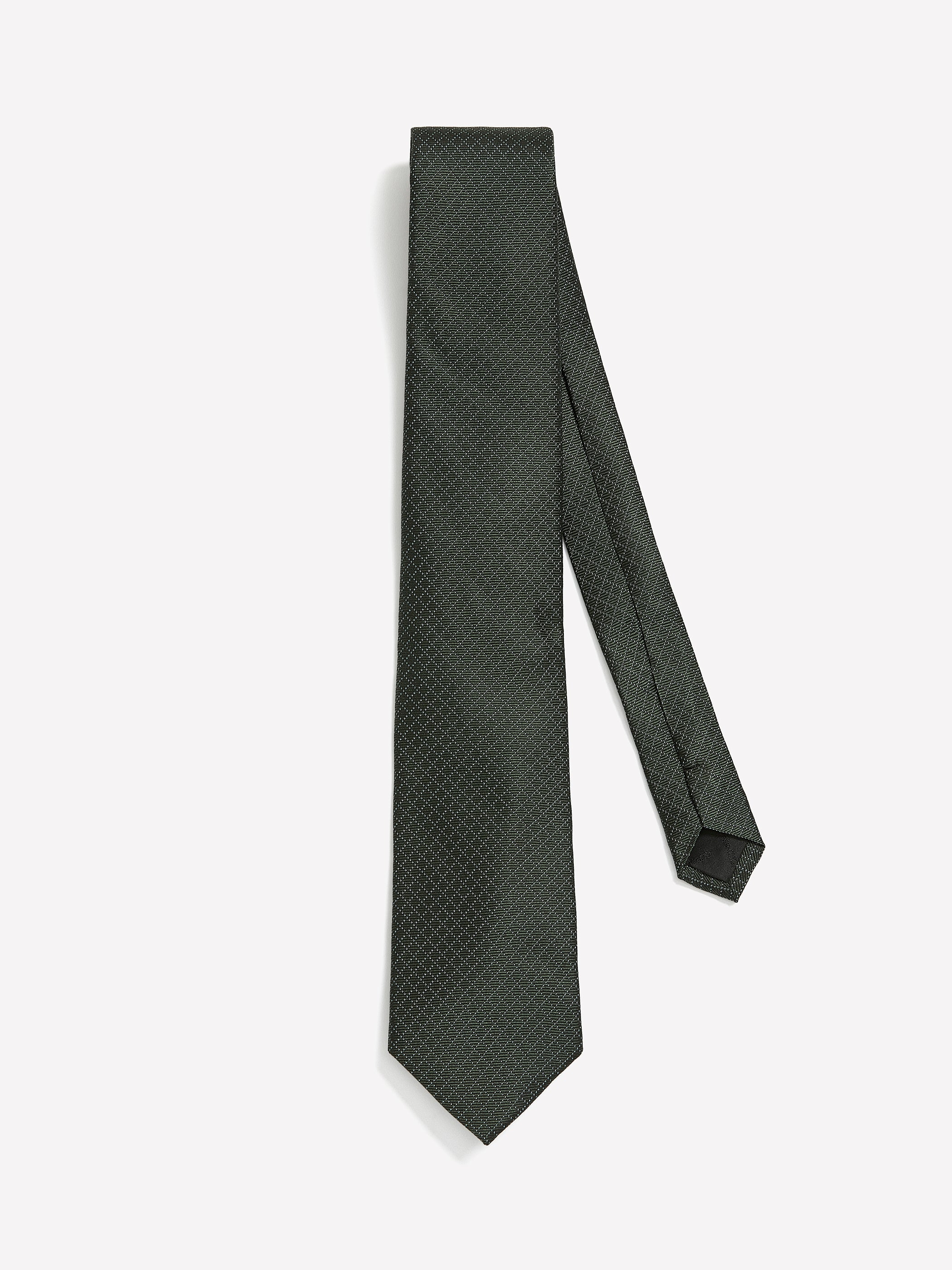 Dark Green Regular Tie with Square Geometric Pattern rw&co On Sale