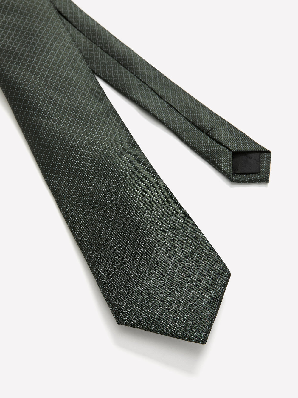 Dark Green Regular Tie with Square Geometric Pattern rw&co On Sale