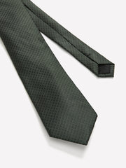 Dark Green Regular Tie with Square Geometric Pattern rw&co On Sale