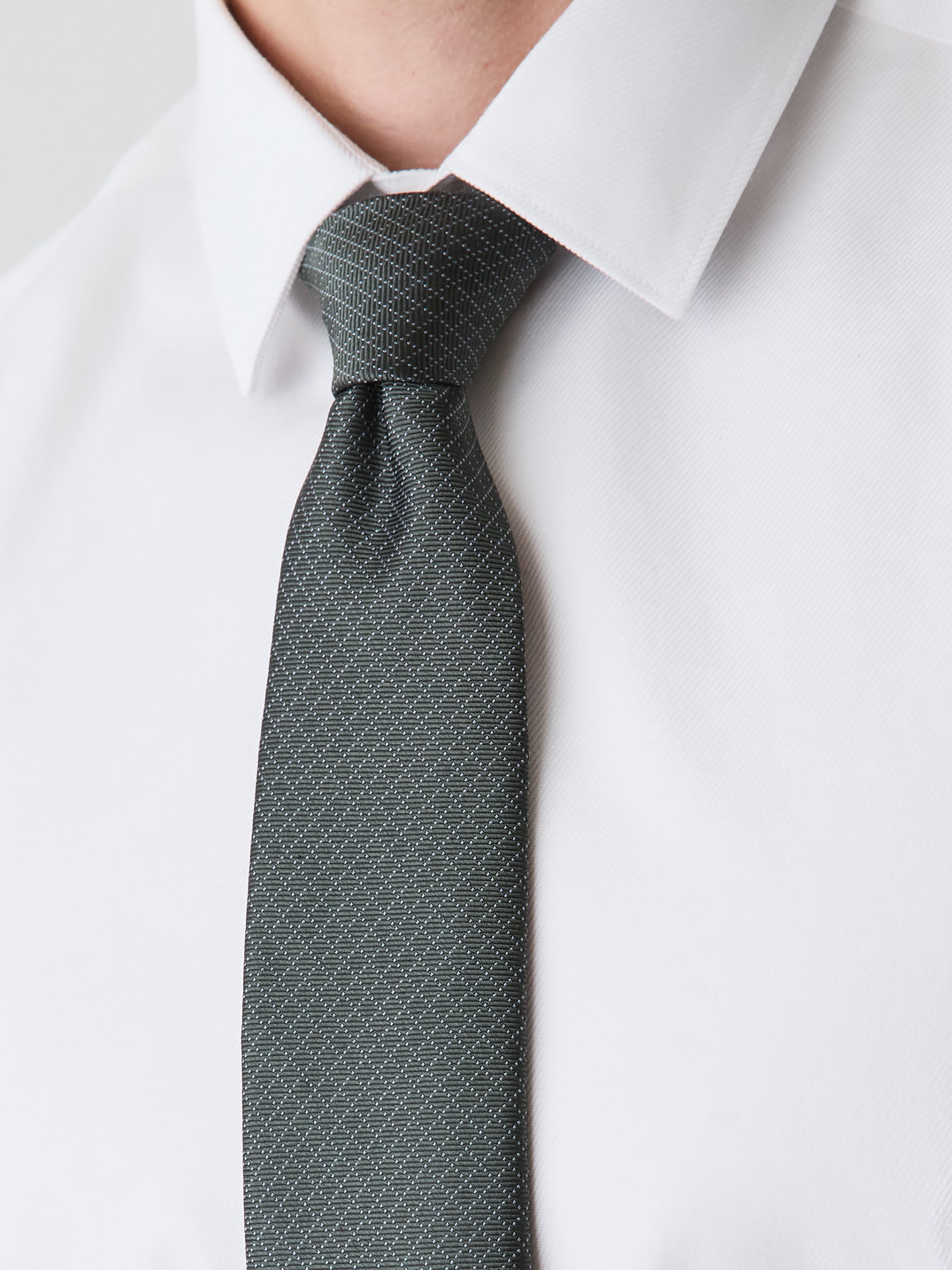 Dark Green Regular Tie with Square Geometric Pattern rw&co On Sale