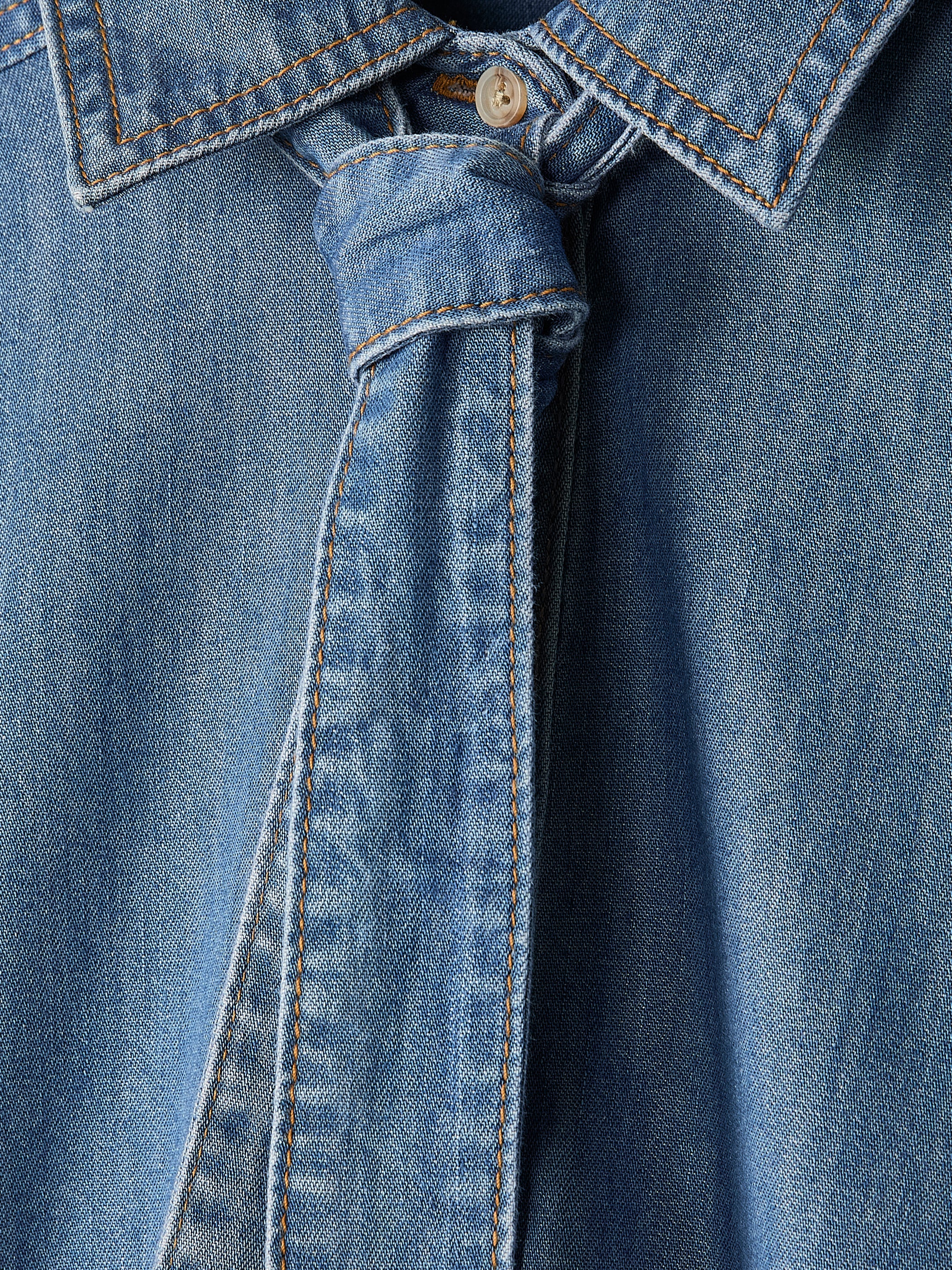 Short-Sleeve Denim Blouse with Shirt Collar rw&co On Sale