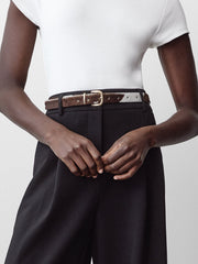 Leather Belt with Cow Print Pattern rw&co Special Promo Price