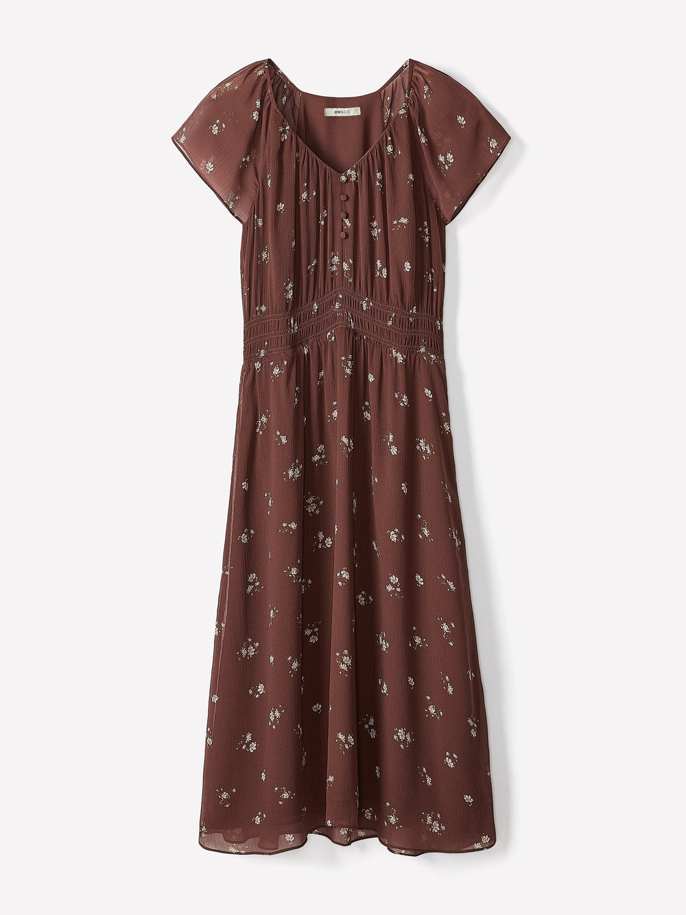 Fit-and-Flare Midi Dress with Short Flutter Sleeves rw&co Limited Time Discount