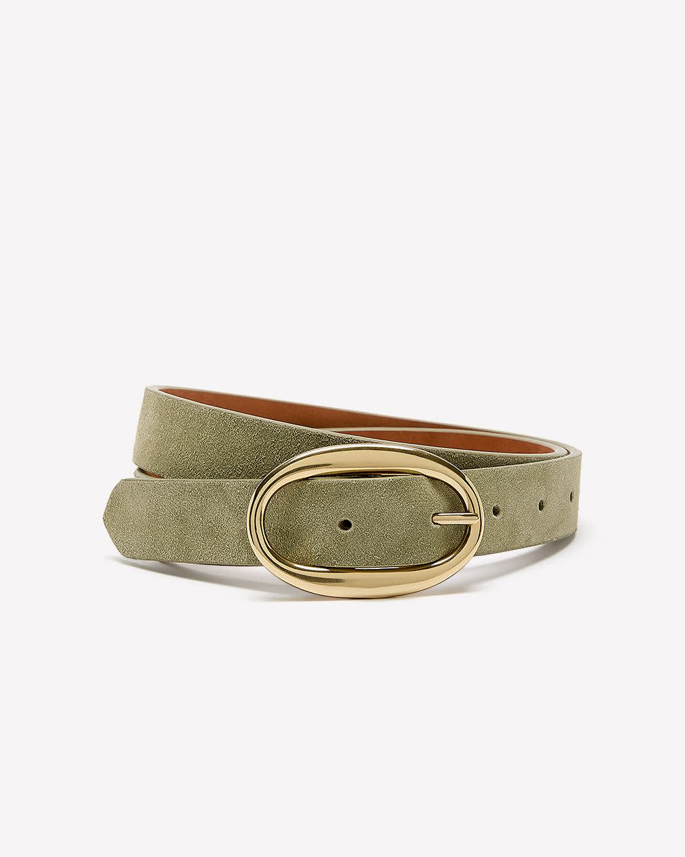 Suede Belt with Oval Buckle rw&co Limited Time Discount