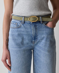 Suede Belt with Oval Buckle rw&co Limited Time Discount