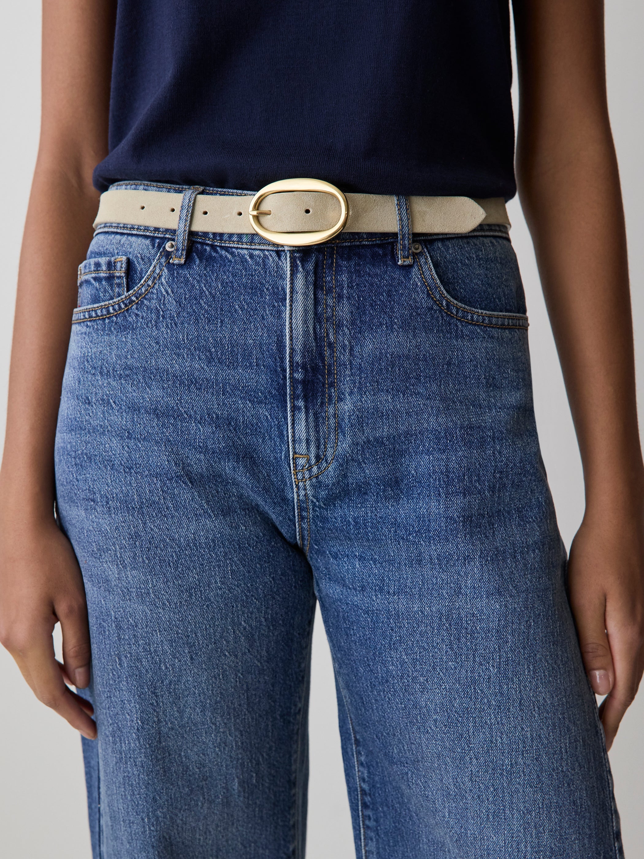Suede Belt with Oval Buckle rw&co Limited Time Discount
