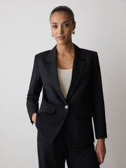 Linen-Blend Relaxed-Fit One-Button Blazer rw&co Special Promo Price