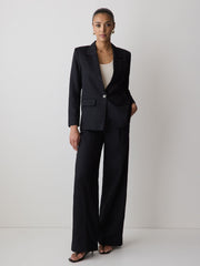 Linen-Blend Relaxed-Fit One-Button Blazer rw&co Special Promo Price