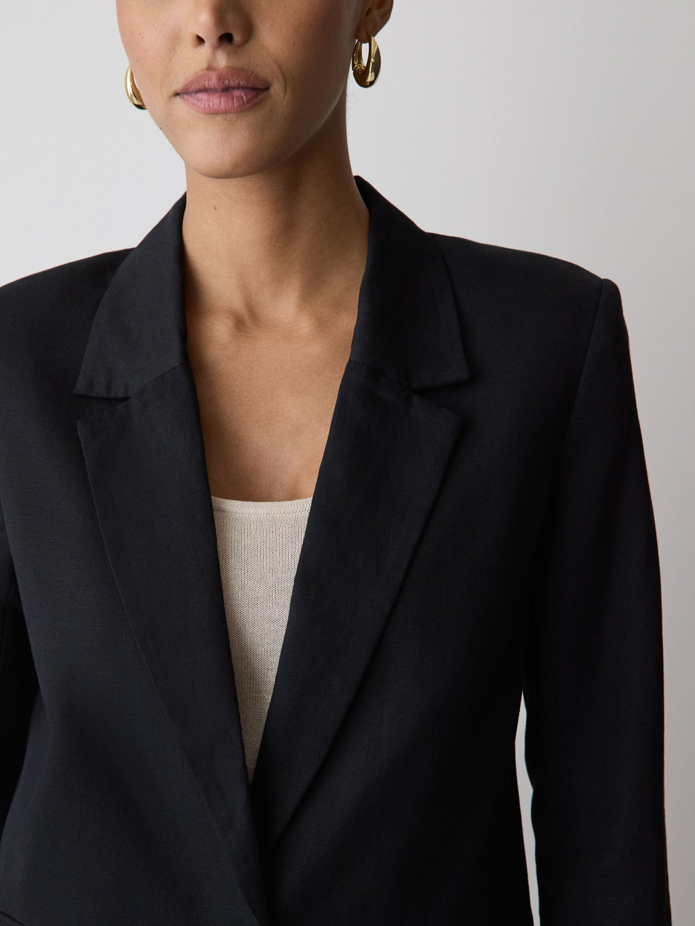 Linen-Blend Relaxed-Fit One-Button Blazer rw&co Special Promo Price