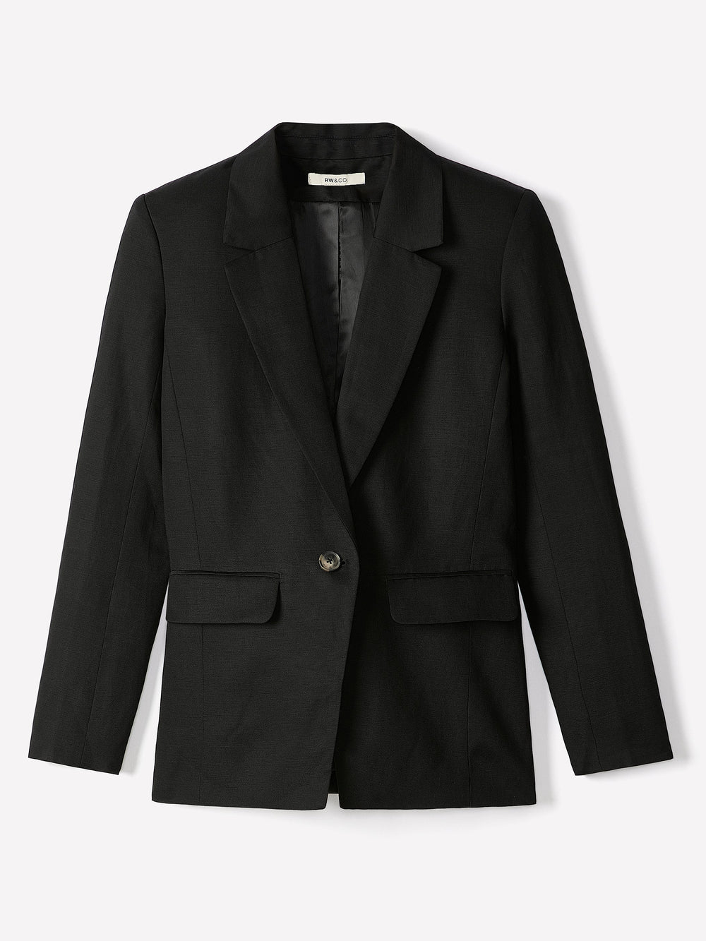 Linen-Blend Relaxed-Fit One-Button Blazer rw&co Special Promo Price