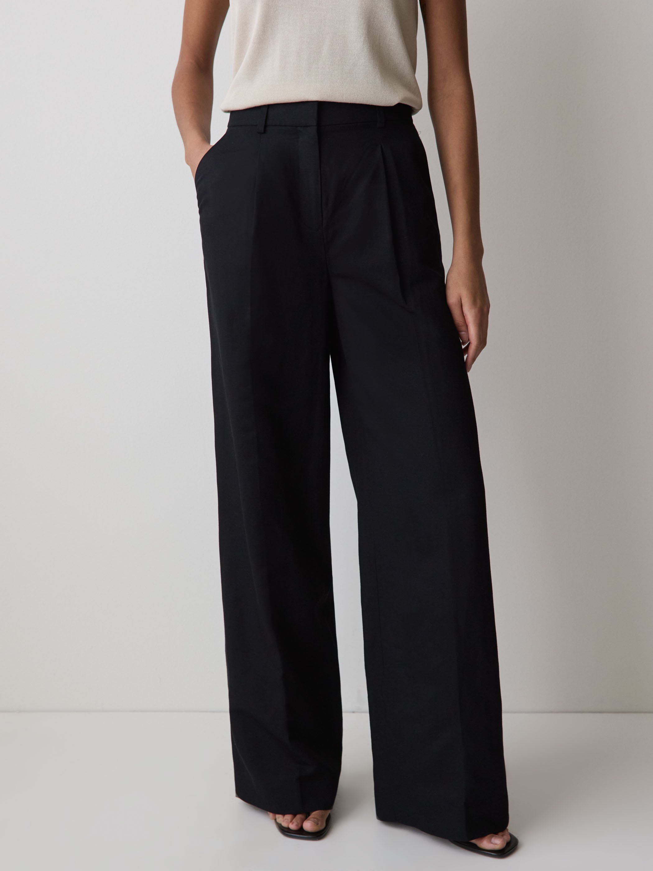 Wide-Leg High-Rise Linen-Blend Pant rw&co Special Promo Price