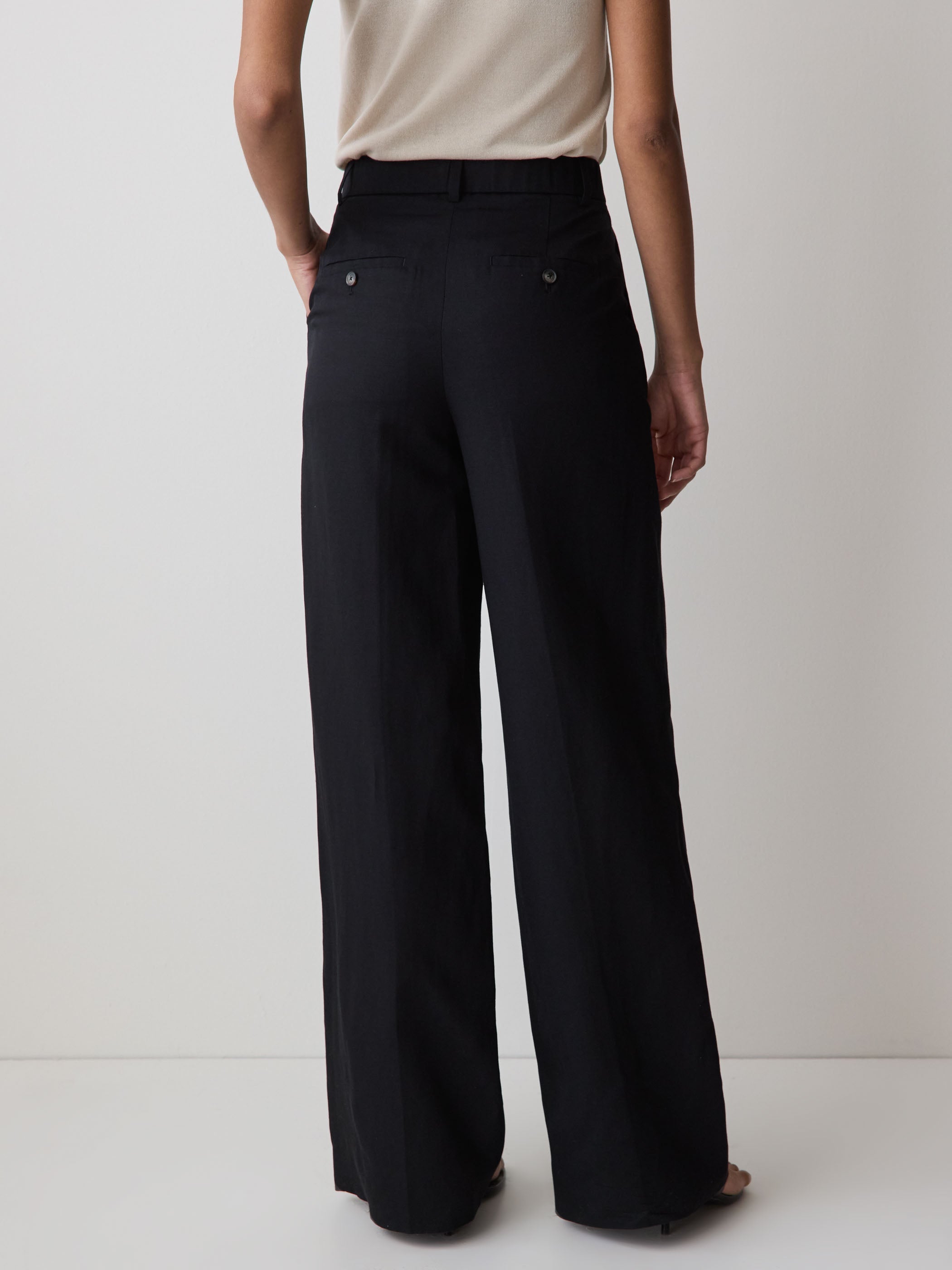 Wide-Leg High-Rise Linen-Blend Pant rw&co Special Promo Price