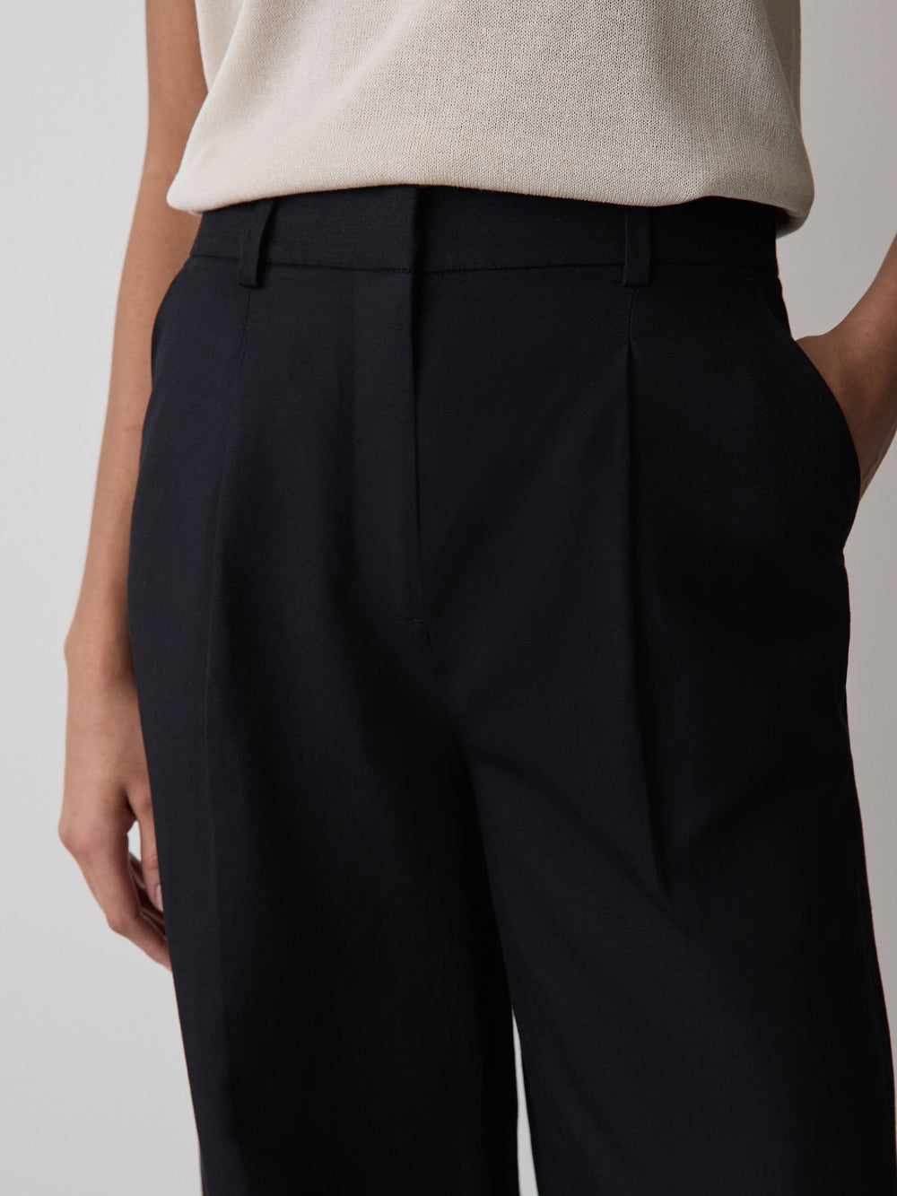 Wide-Leg High-Rise Linen-Blend Pant rw&co Special Promo Price