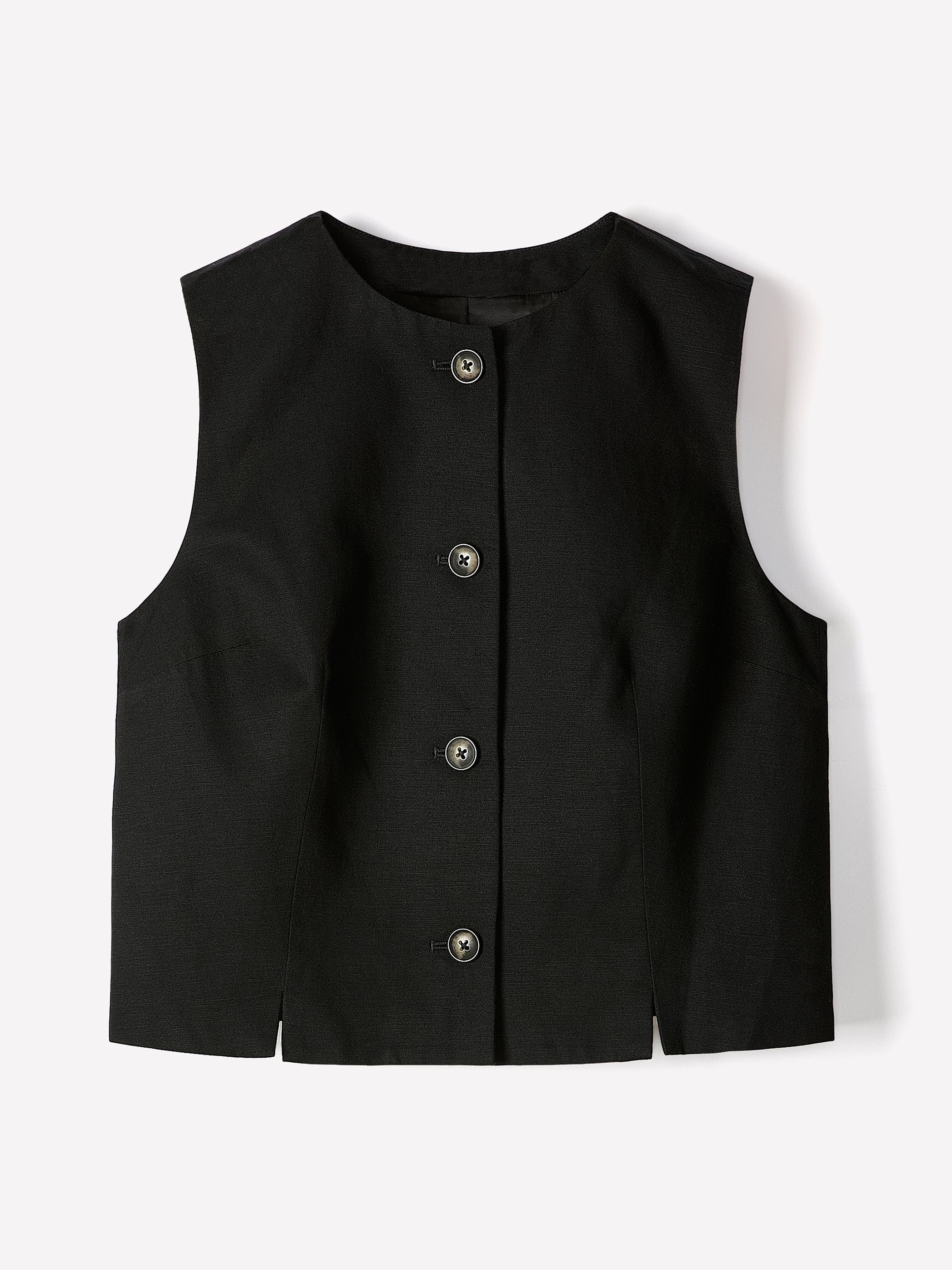 Linen-Blend Sleeveless Vest rw&co Great Value Deal