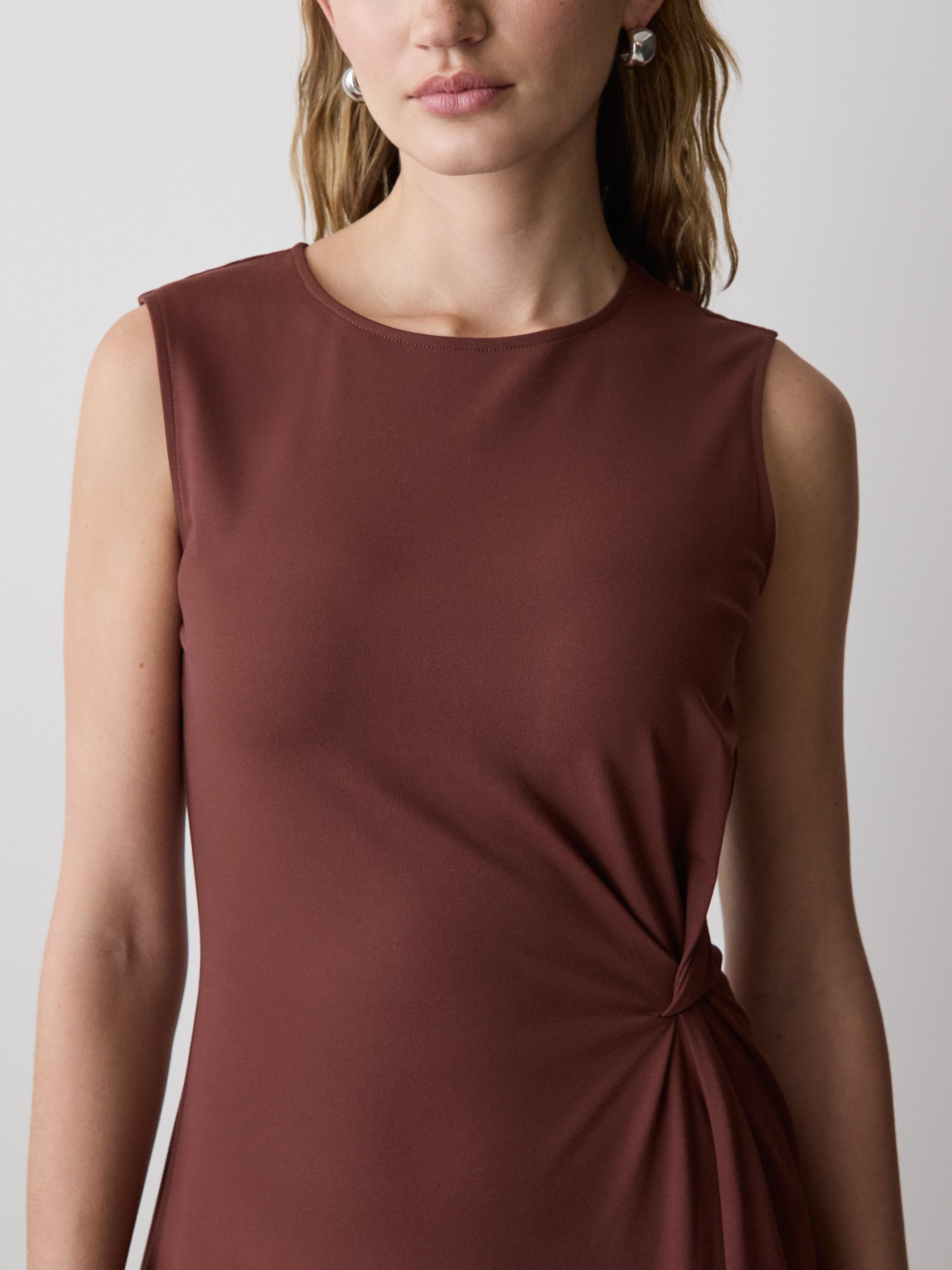 Sleeveless Crew-Neck Midi Dress with Knot Detail rw&co Exclusive Sale Price
