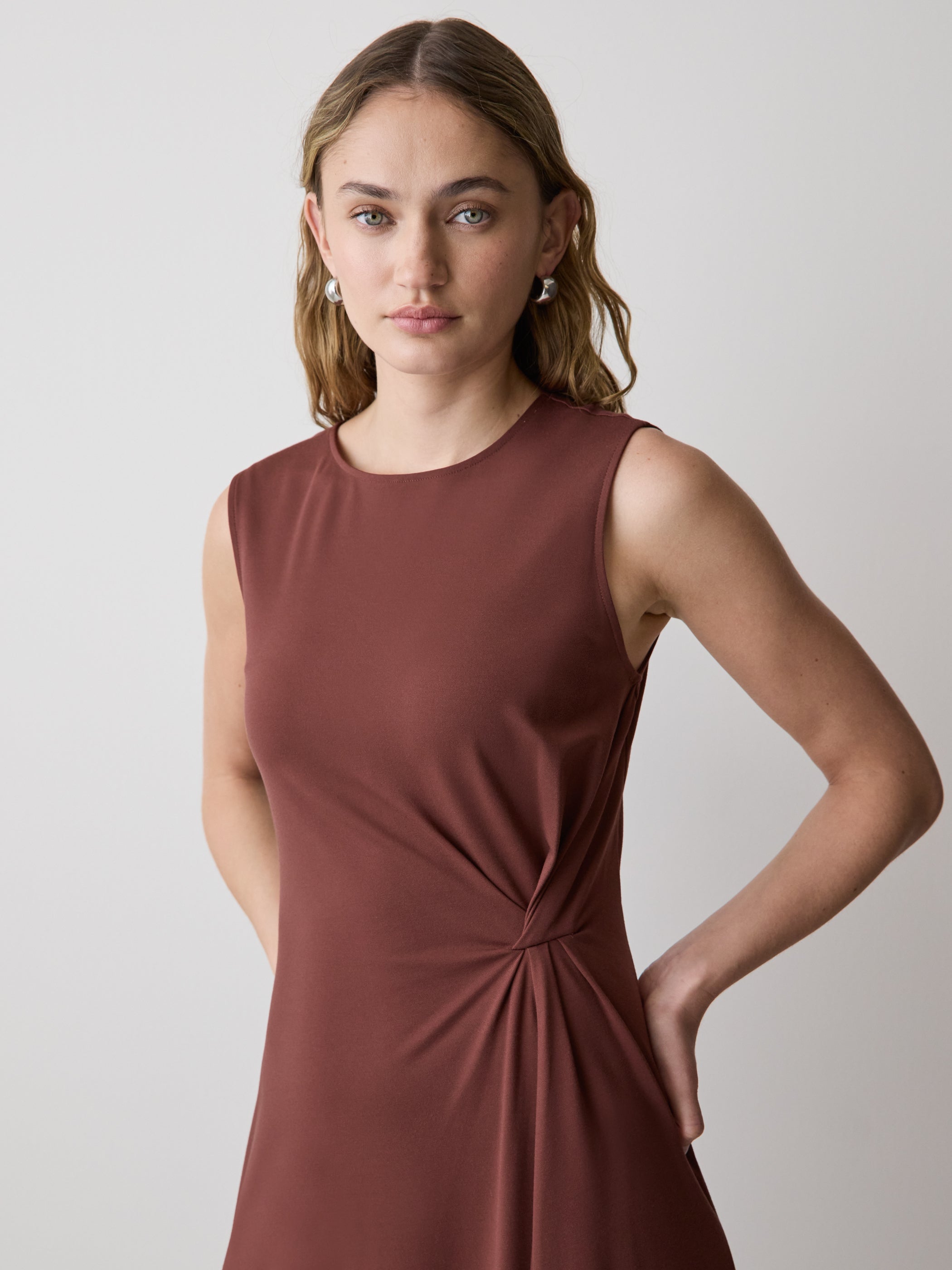 Sleeveless Crew-Neck Midi Dress with Knot Detail rw&co Exclusive Sale Price