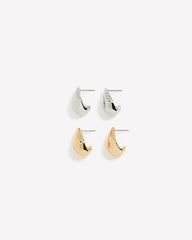 Silver and Golden Sculptural Earrings - 2 Pairs rw&co Special Promo Price