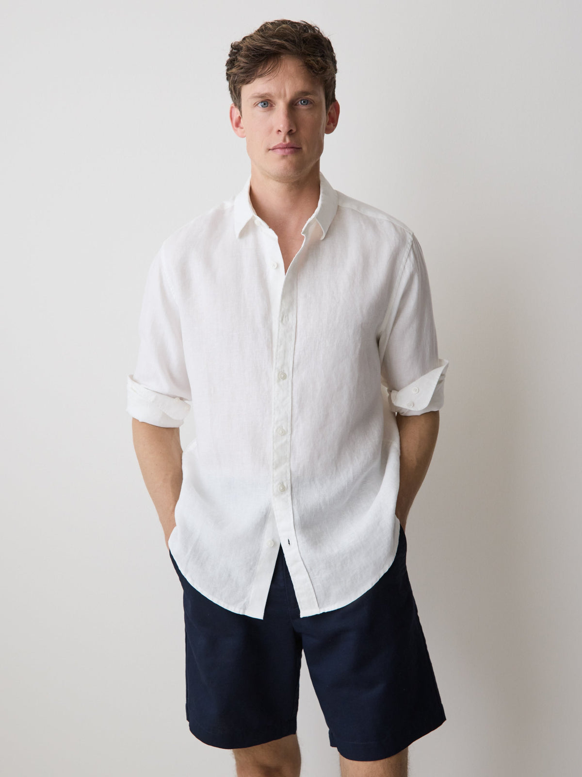 Long-Sleeve Woven Linen Shirt rw&co Special Offer