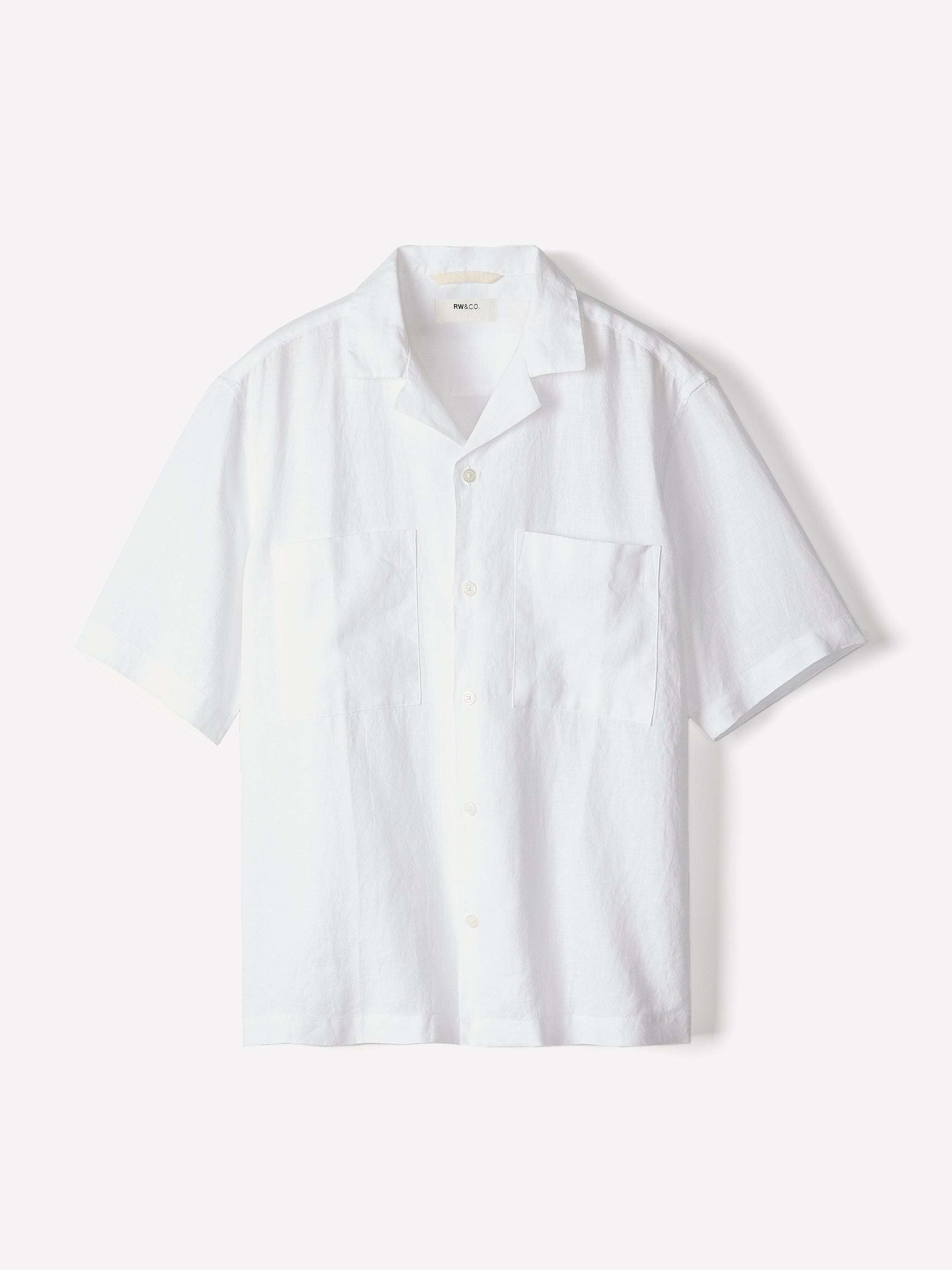 Short-Sleeve Linen Shirt with Camp Collar rw&co Special Promo Price