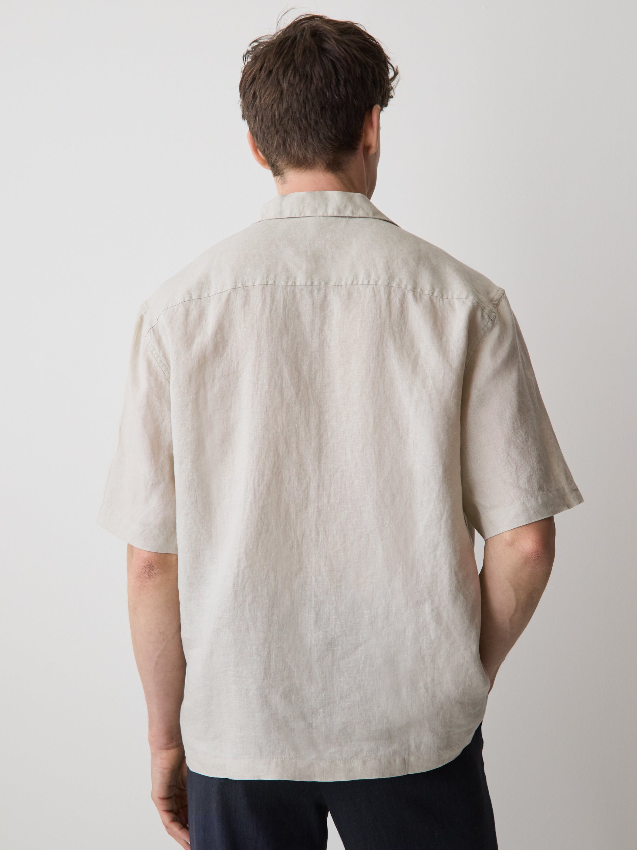 Short-Sleeve Linen Shirt with Camp Collar rw&co Special Offer