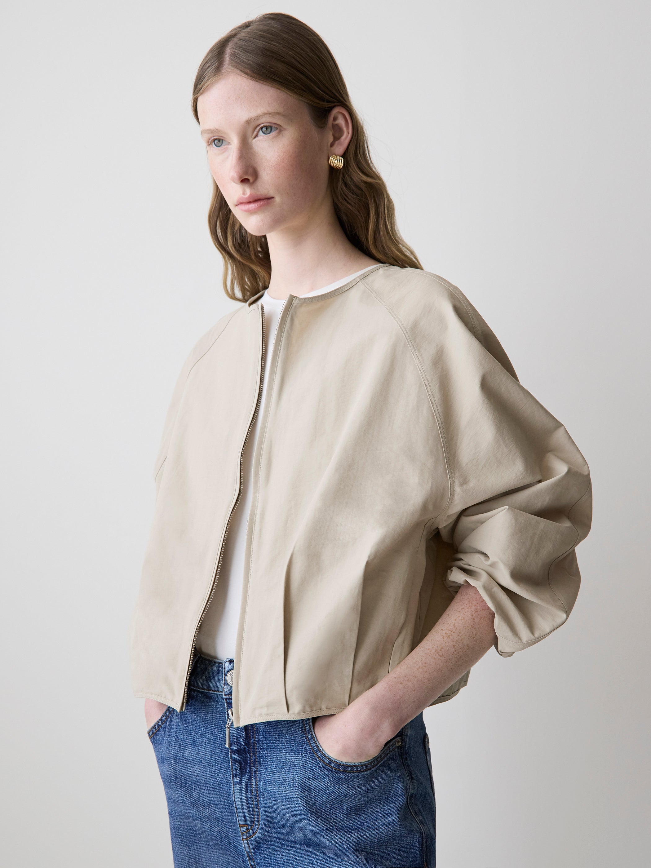 Short Twill Jacket with Cinched Waist rw&co Exclusive Sale Price