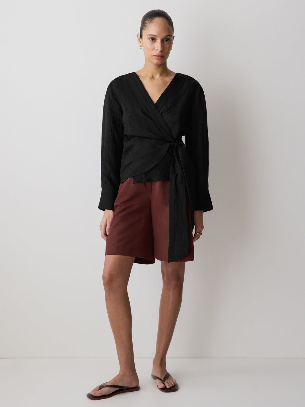 Linen-Blend High-Rise Bermuda Shorts rw&co Special Offer