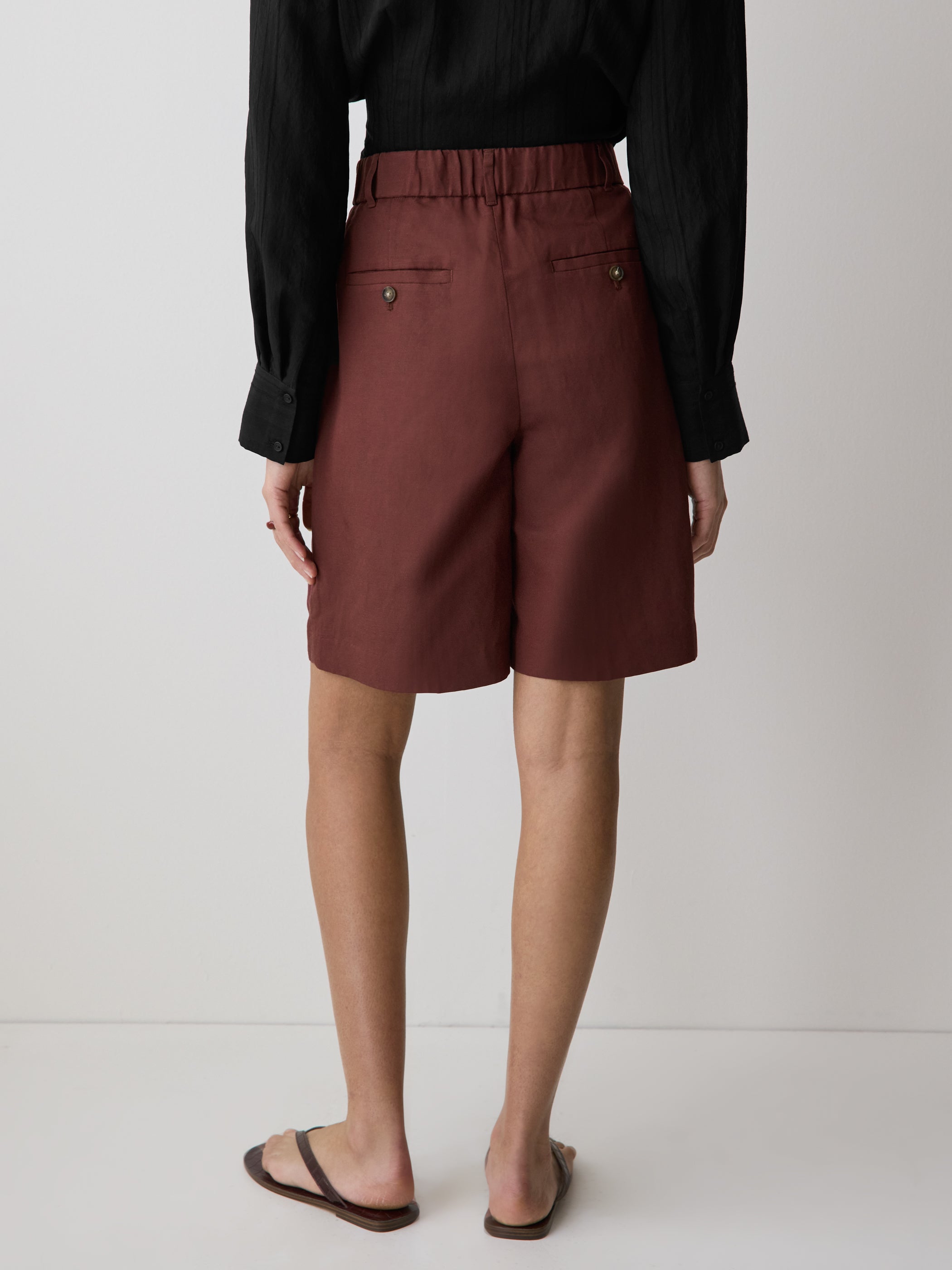 Linen-Blend High-Rise Bermuda Shorts rw&co Special Offer