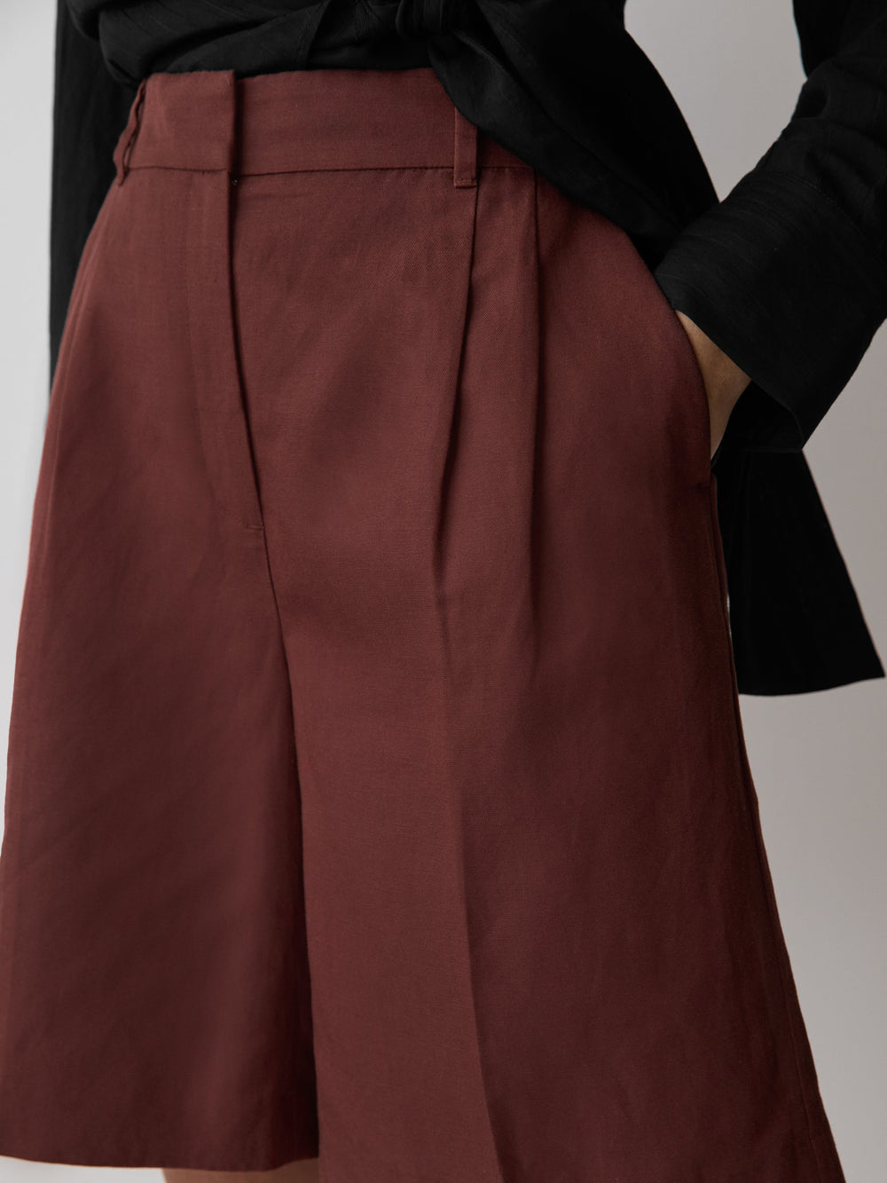 Linen-Blend High-Rise Bermuda Shorts rw&co Special Offer