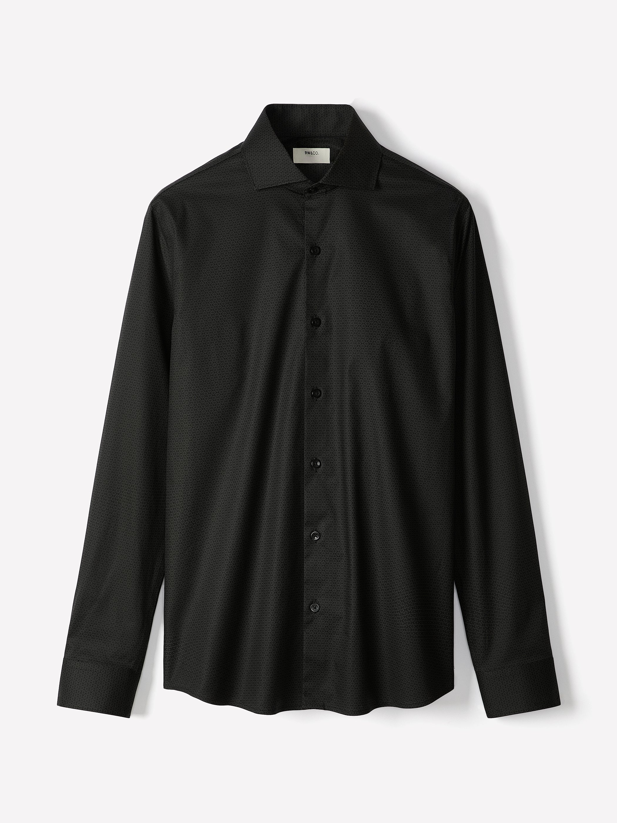 Slim-Fit Sateen Dress Shirt with Geo Pattern rw&co Special Promo Price