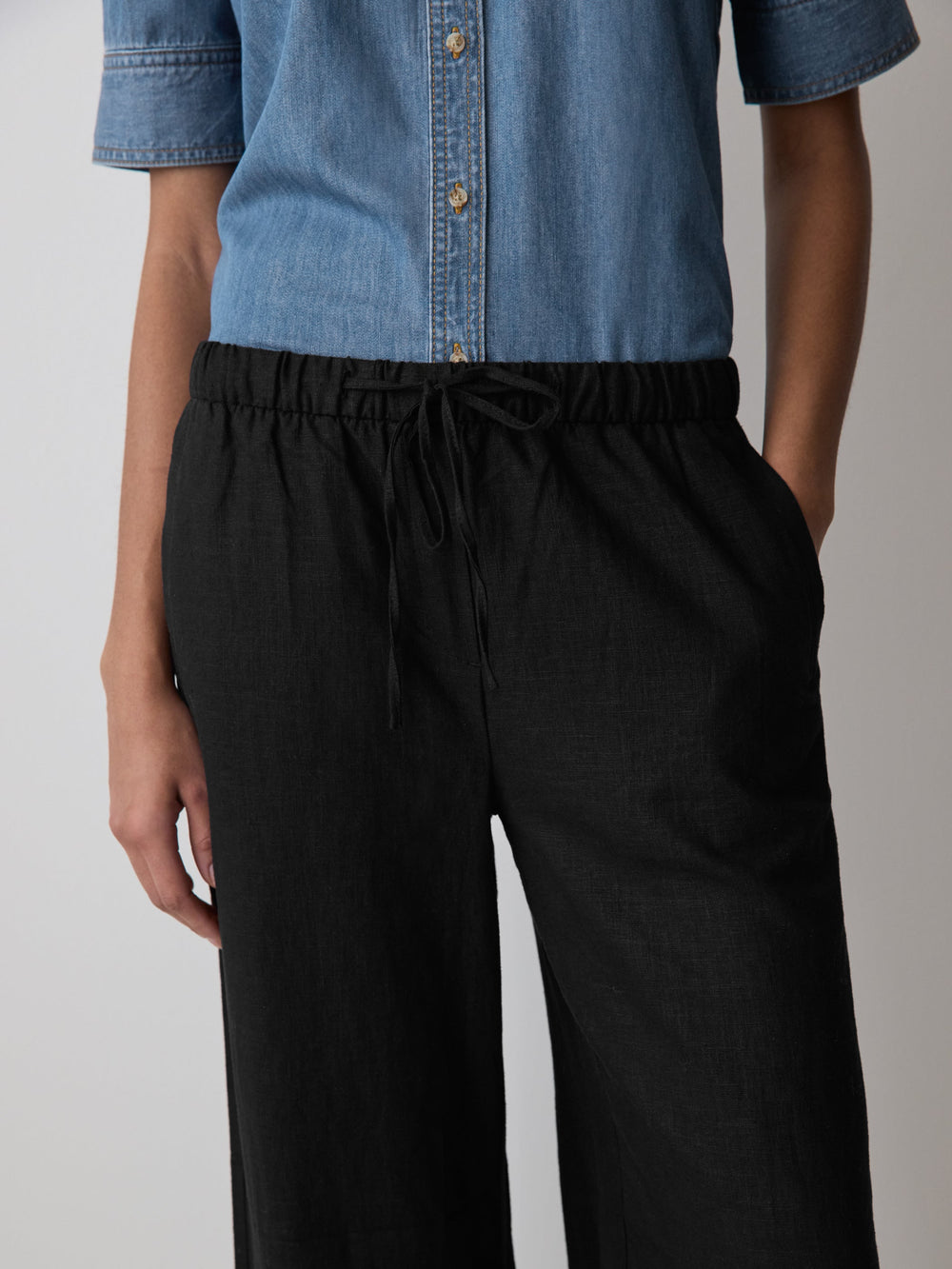Linen Mid-Rise Wide-Leg Pant rw&co Great Value Deal