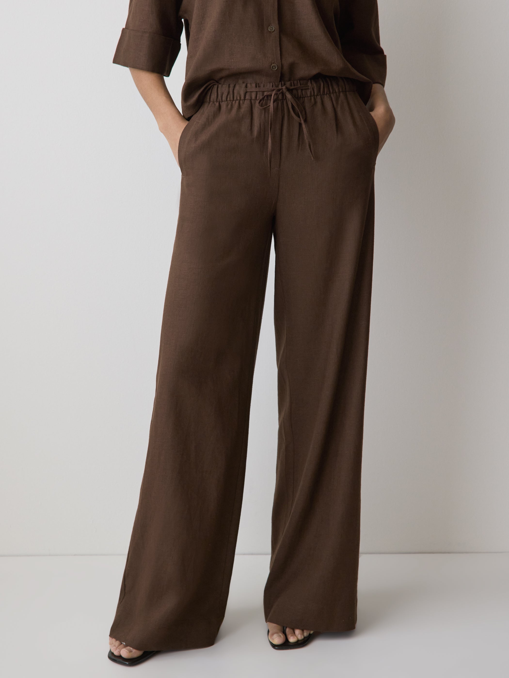 Linen Mid-Rise Wide-Leg Pant rw&co Great Value Deal