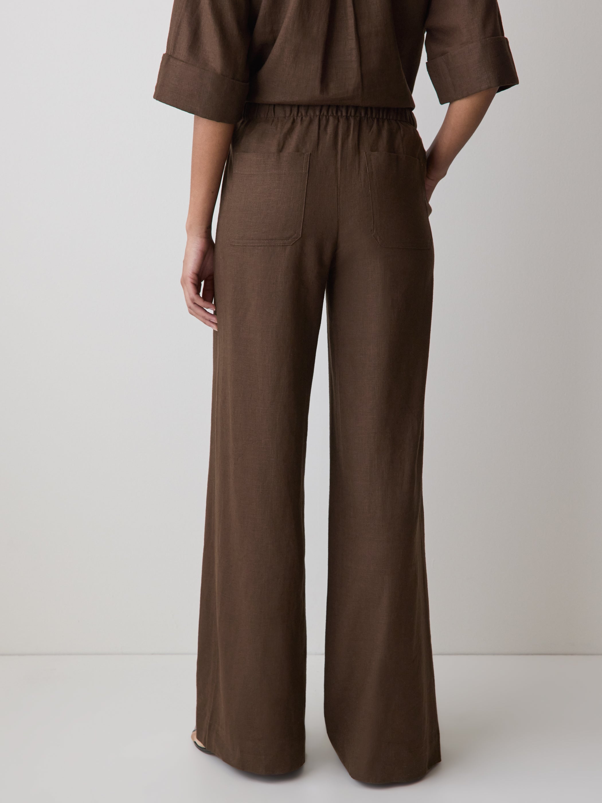 Linen Mid-Rise Wide-Leg Pant rw&co Great Value Deal