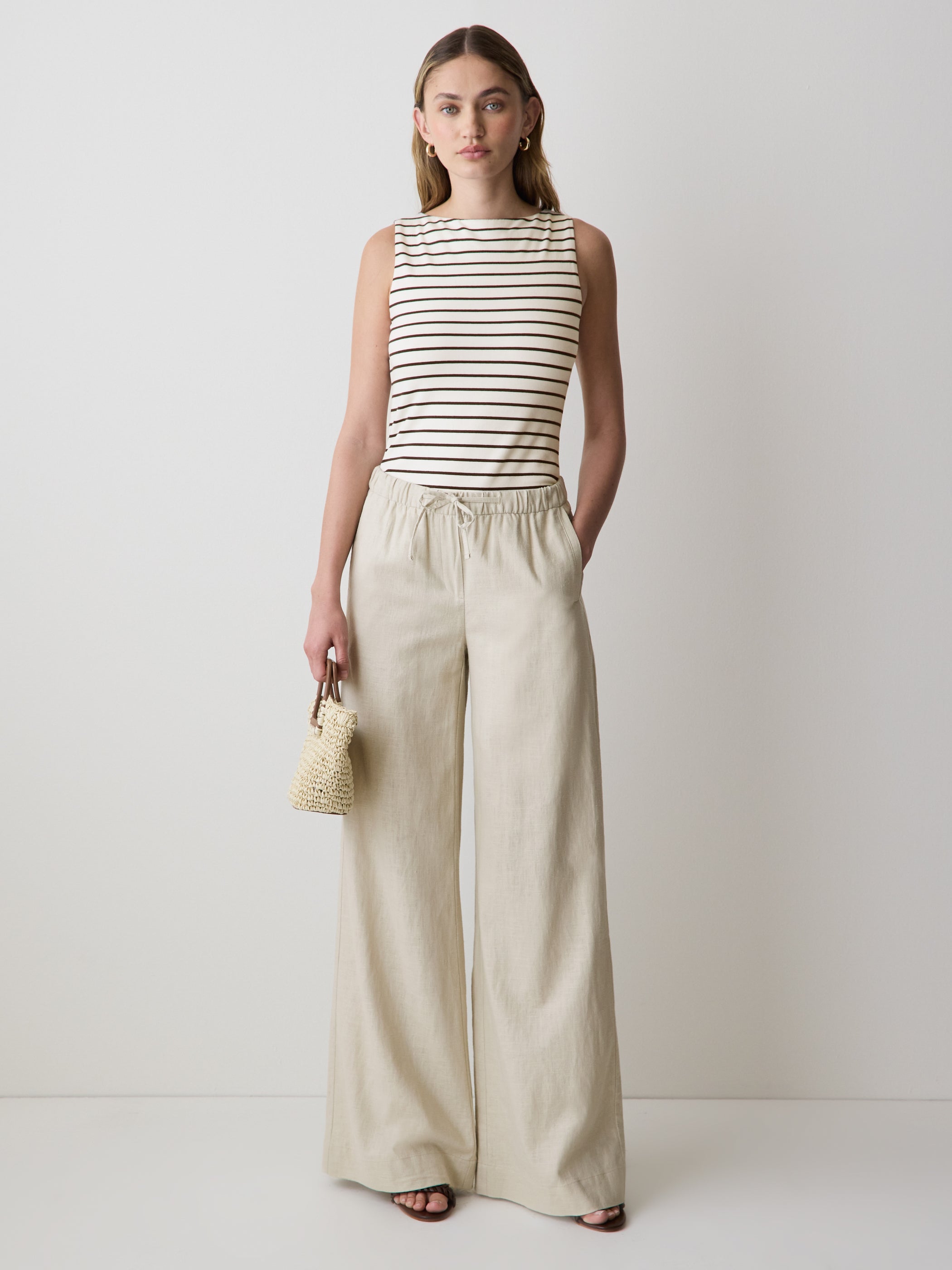 Linen Mid-Rise Wide-Leg Pant rw&co Great Value Deal