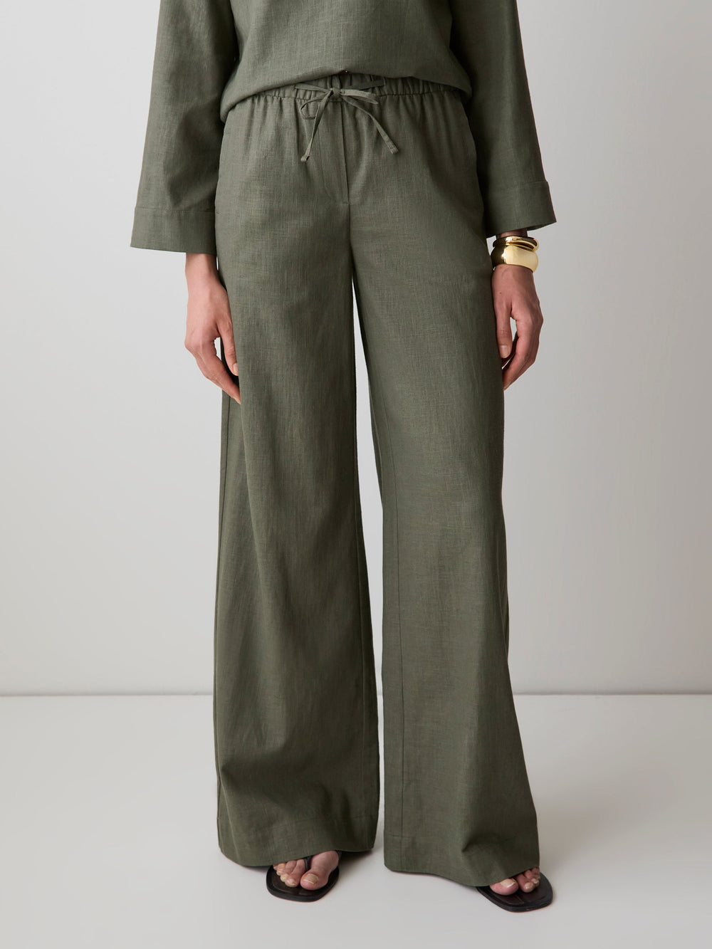 Linen Mid-Rise Wide-Leg Pant rw&co Great Value Deal