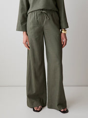 Linen Mid-Rise Wide-Leg Pant rw&co Great Value Deal