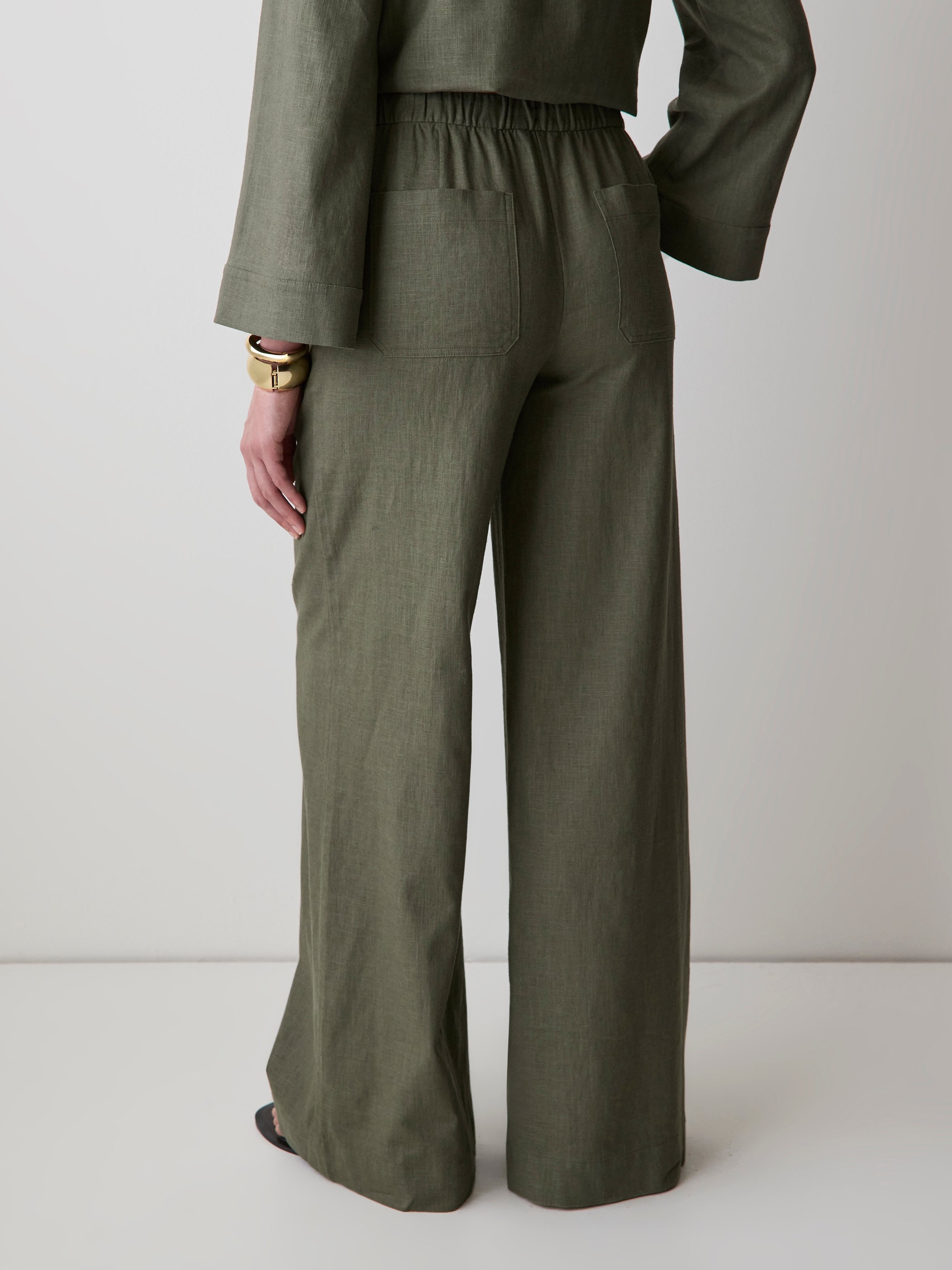 Linen Mid-Rise Wide-Leg Pant rw&co Great Value Deal