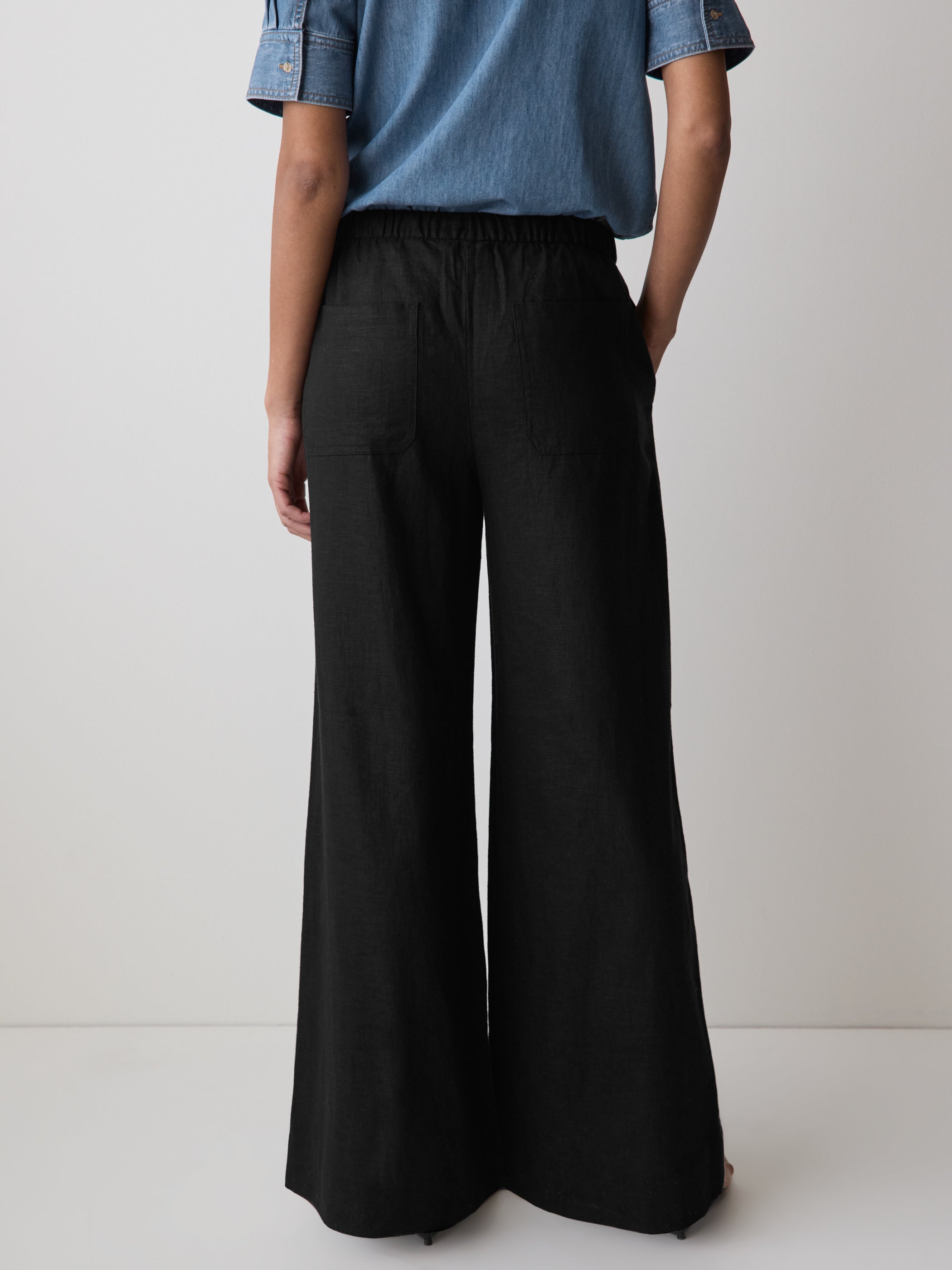 Linen Mid-Rise Wide-Leg Pant rw&co Great Value Deal