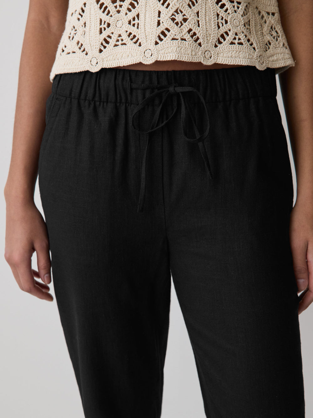 Linen Mid-Rise Tapered-Leg Jogger Pant rw&co Special Promo Price