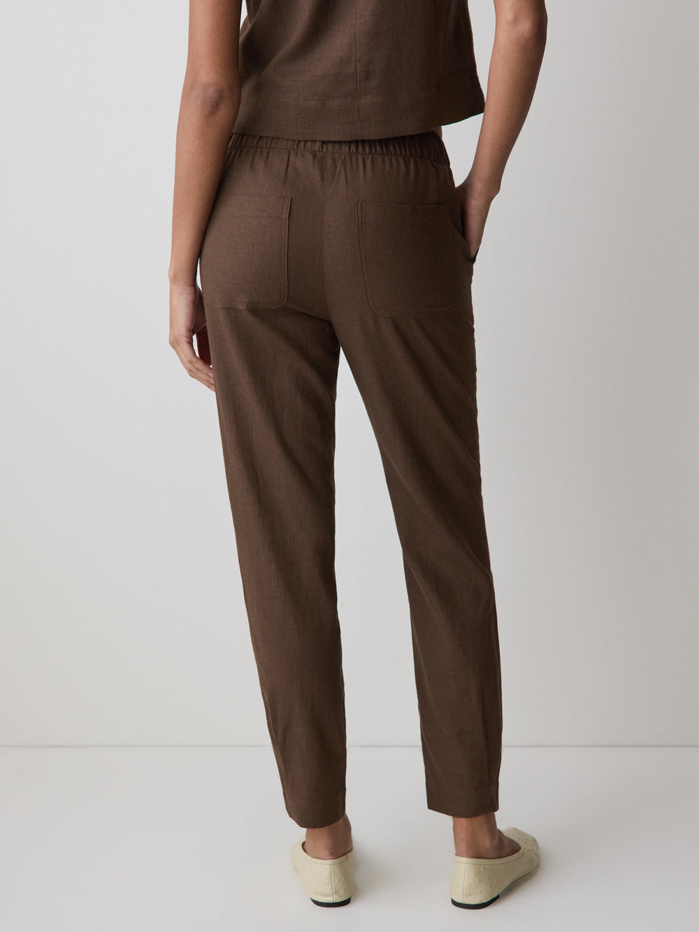 Linen Mid-Rise Tapered-Leg Jogger Pant rw&co Special Promo Price