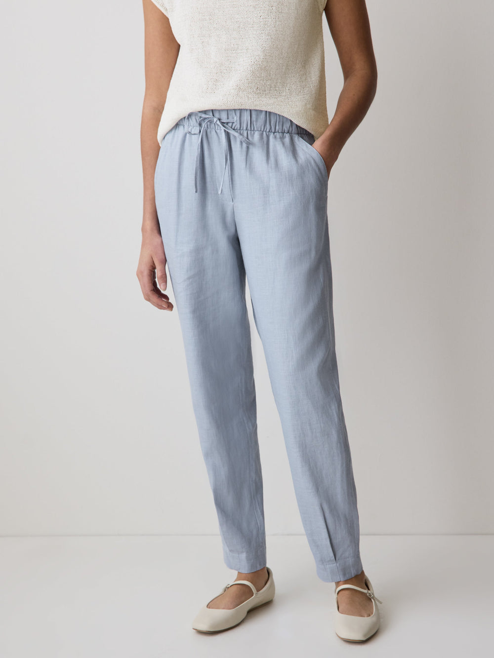 Linen Mid-Rise Tapered-Leg Jogger Pant rw&co Special Promo Price
