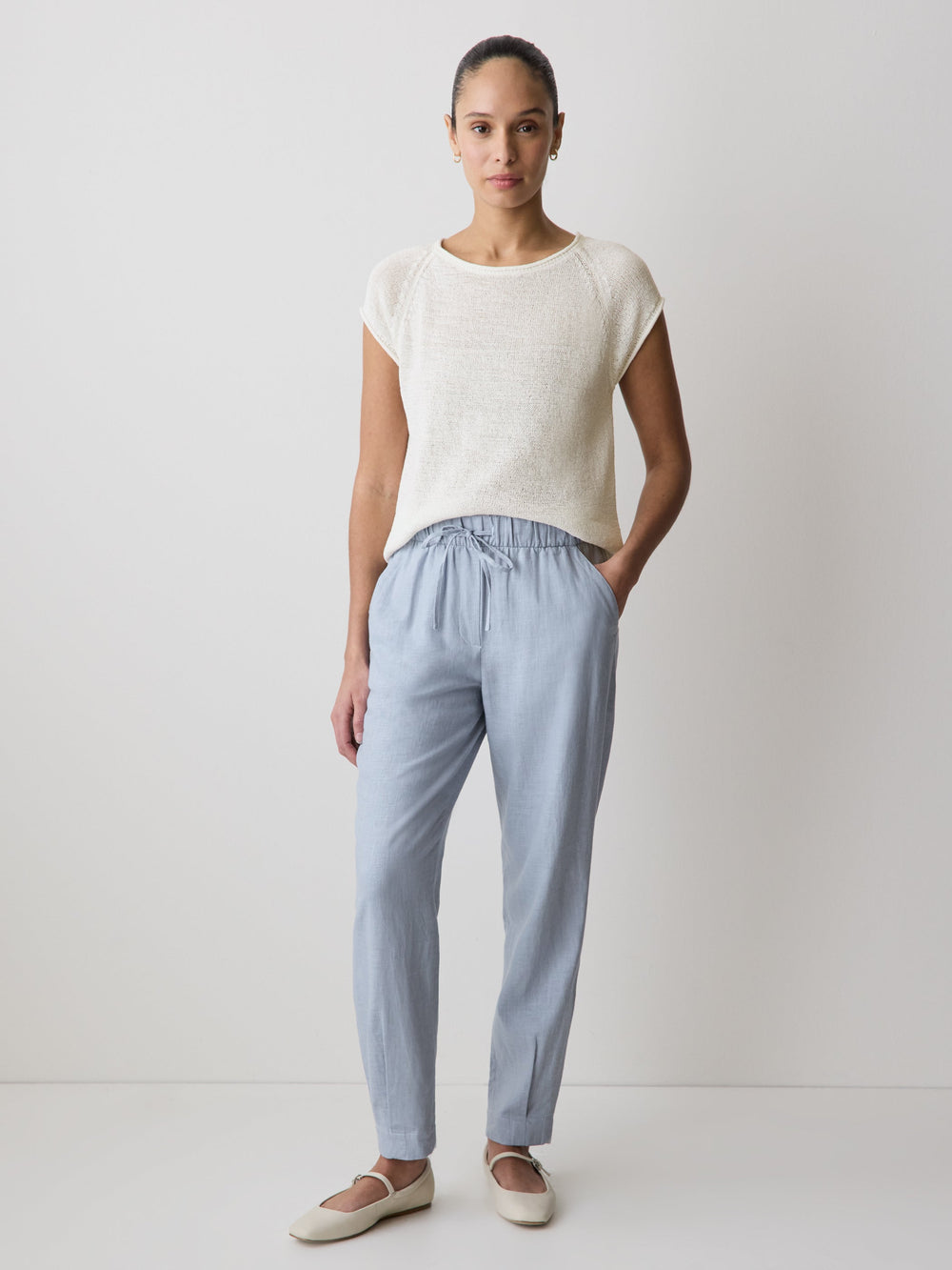 Linen Mid-Rise Tapered-Leg Jogger Pant rw&co Special Promo Price