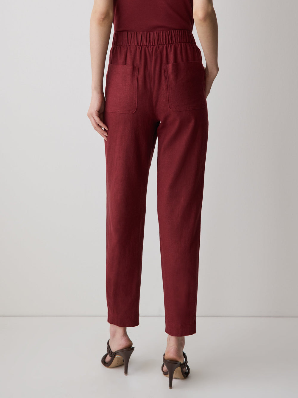 Linen Mid-Rise Tapered-Leg Jogger Pant rw&co Special Promo Price