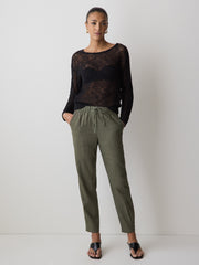 Linen Mid-Rise Tapered-Leg Jogger Pant rw&co Special Promo Price