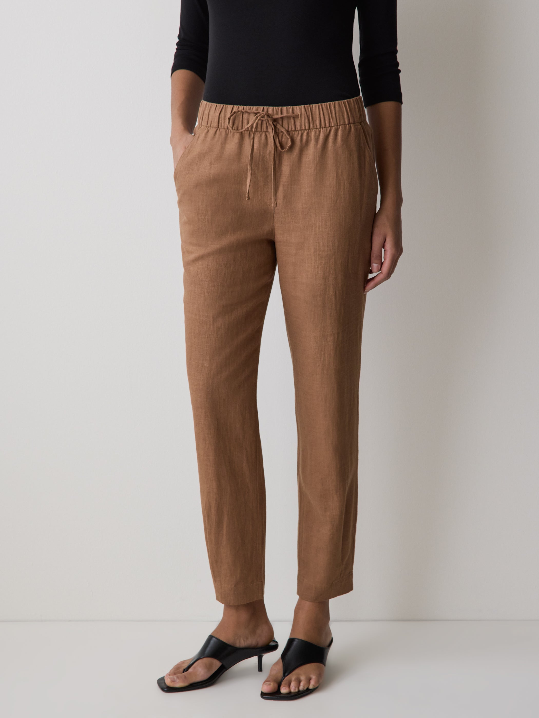 Linen Mid-Rise Tapered-Leg Jogger Pant rw&co Special Promo Price