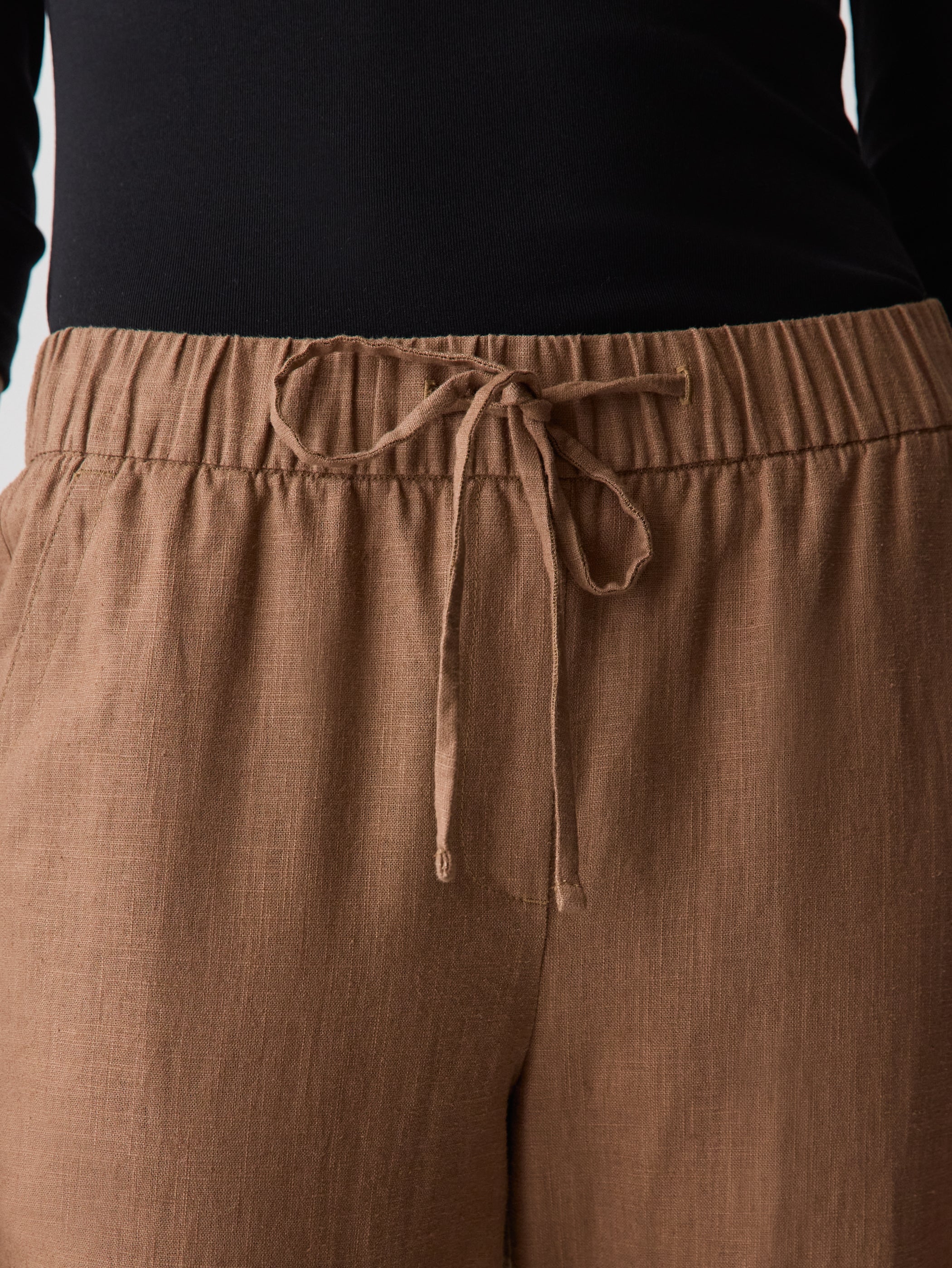 Linen Mid-Rise Tapered-Leg Jogger Pant rw&co Special Promo Price