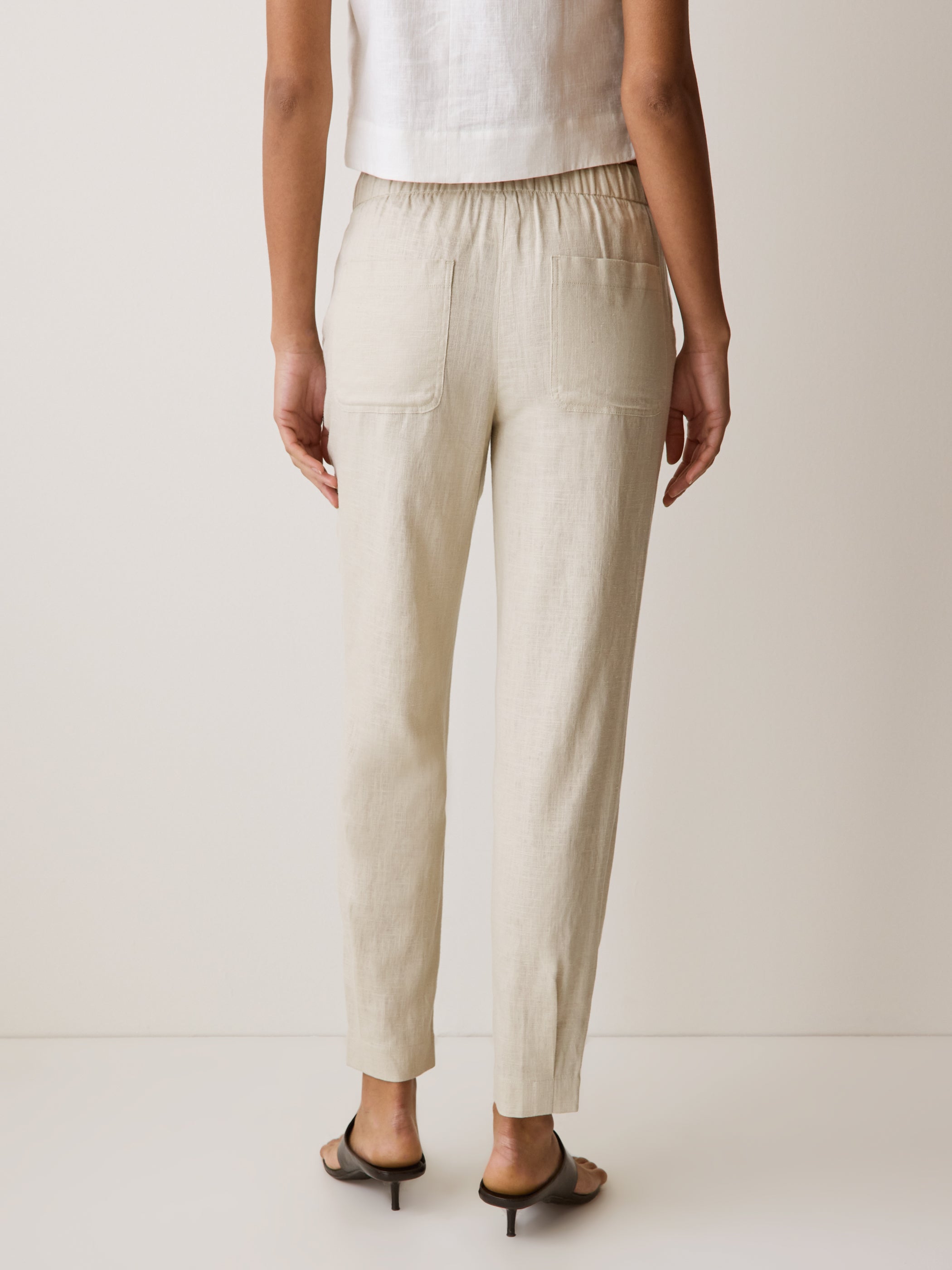 Linen Mid-Rise Tapered-Leg Jogger Pant rw&co Special Promo Price