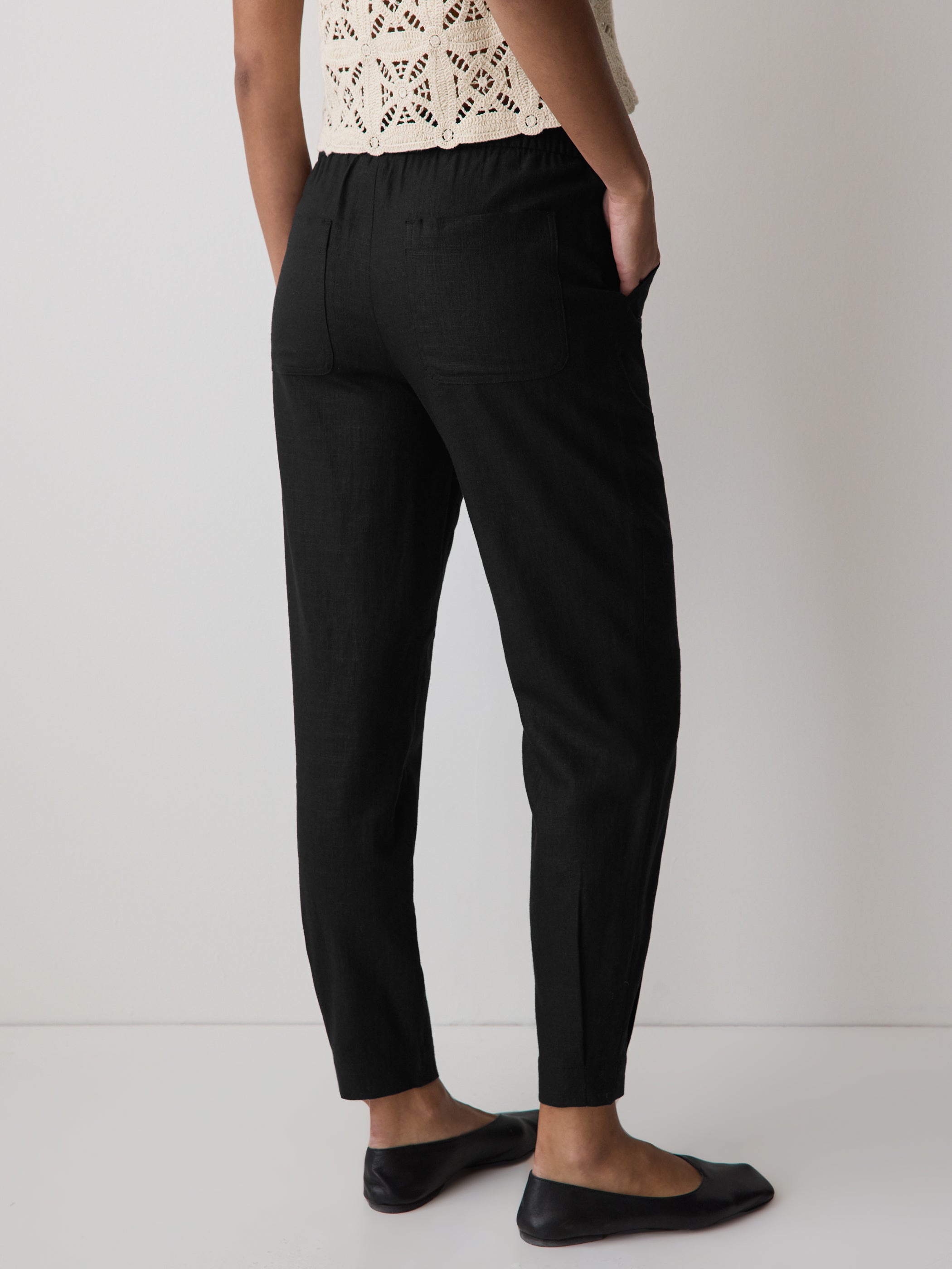 Linen Mid-Rise Tapered-Leg Jogger Pant rw&co Special Promo Price